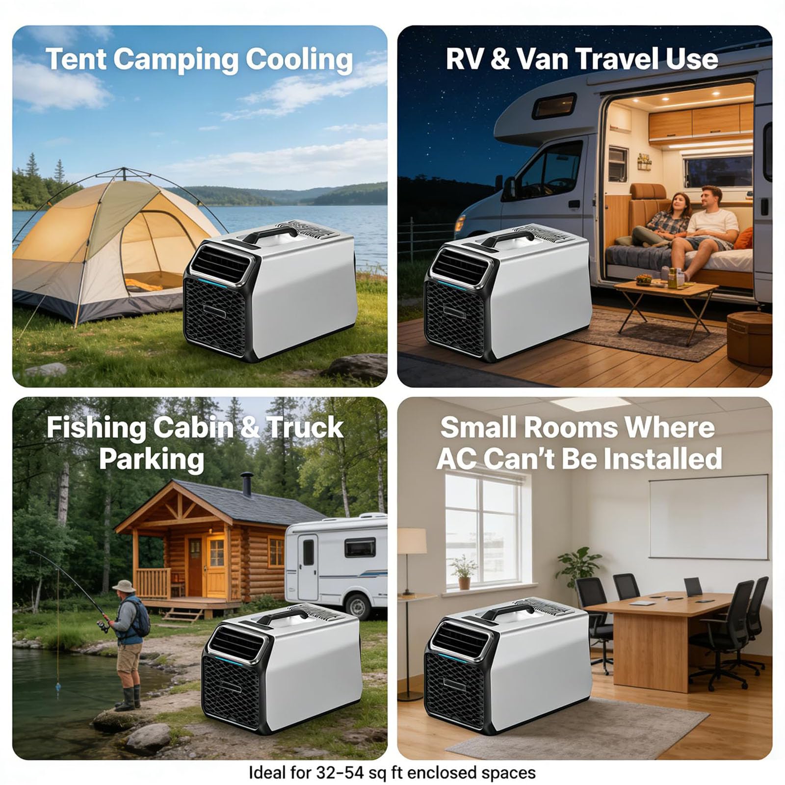 Aire acondicionado deshumidificador de enfriamiento rápido, acondicionador portátil de 3500 BTU para camping, tiendas de campaña y uso fuera de la red eléctrica, eficiente para furgonetas, camiones y