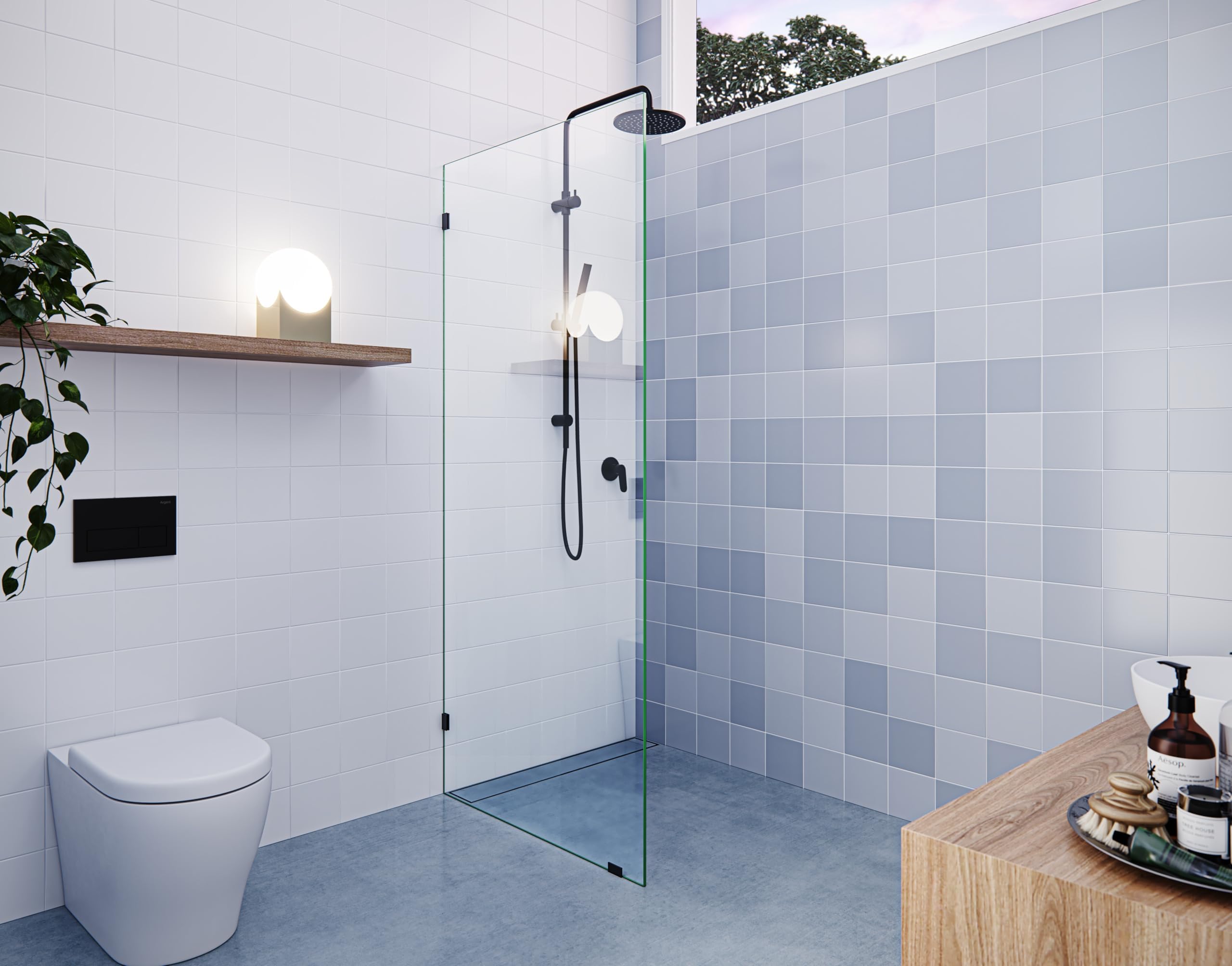 Vela 30.5 in. x 78 in. Fully Frameless Glass Shower Panel - Single ...