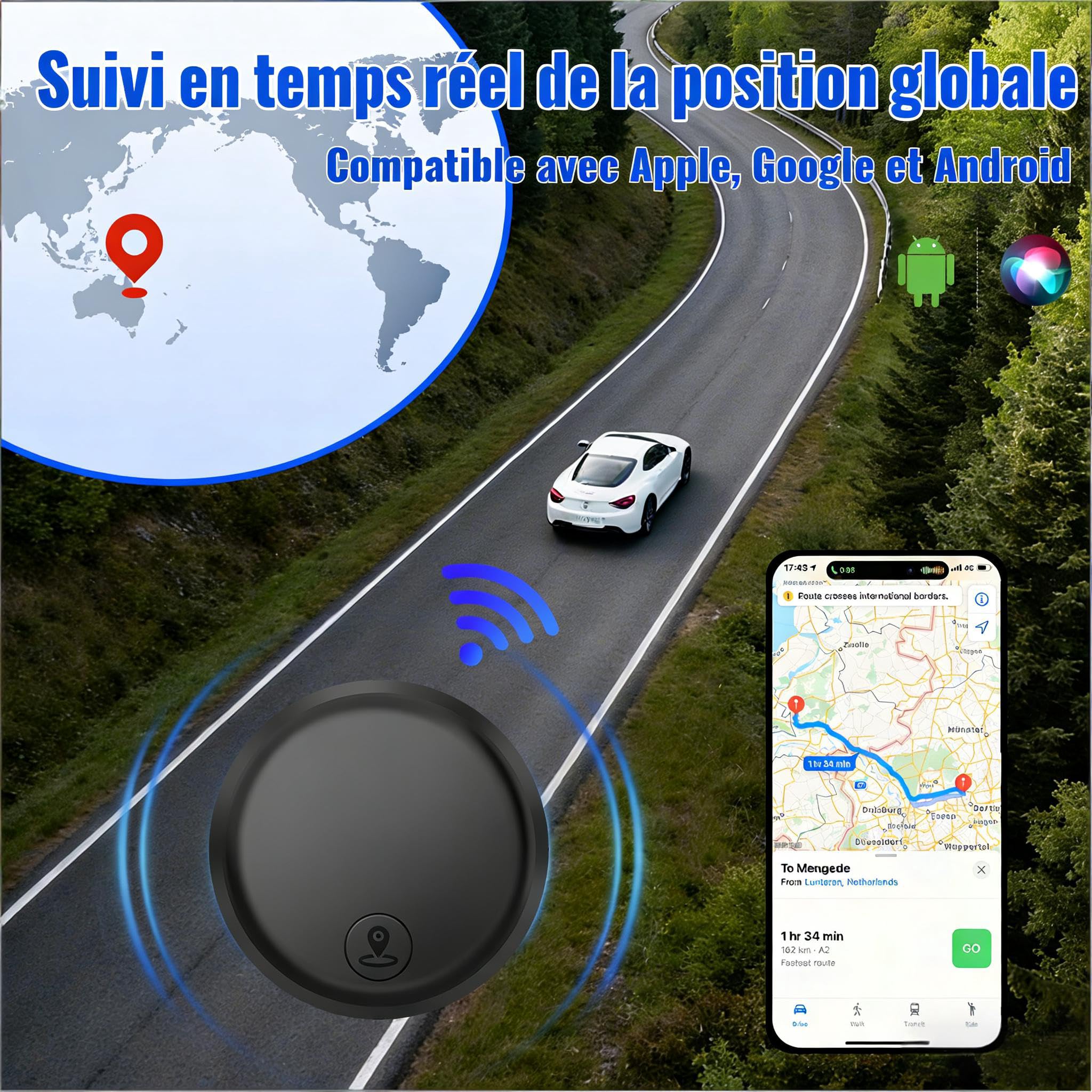 Localizador GPS para Coche GPS Coche localizador Rastreador 2026 Magnético Rastreador GPS,Seguimiento en Tiempo Real para vehículo,Niños, Mascotassin suscripción/SIM(Compatible con Android e iOS) — view 2