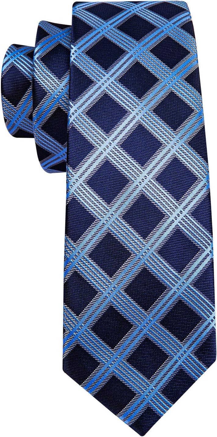Barry.Wang Man Stripe Ties Set Silk Woven Pocket Square Necktie Cufflinks Formal Party Business - Image 3