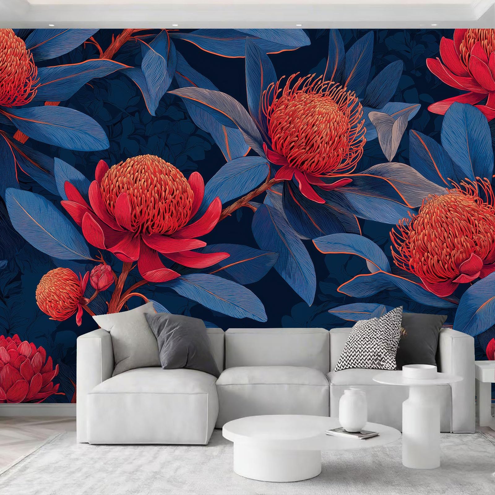 Carta da parati murale 3D panoramica 500 x 280 cm, dipinto a mano con fiori selvatici nella natura, sfondo da parete, decorazione per interni, decorazione per camera da letto e soggiorno