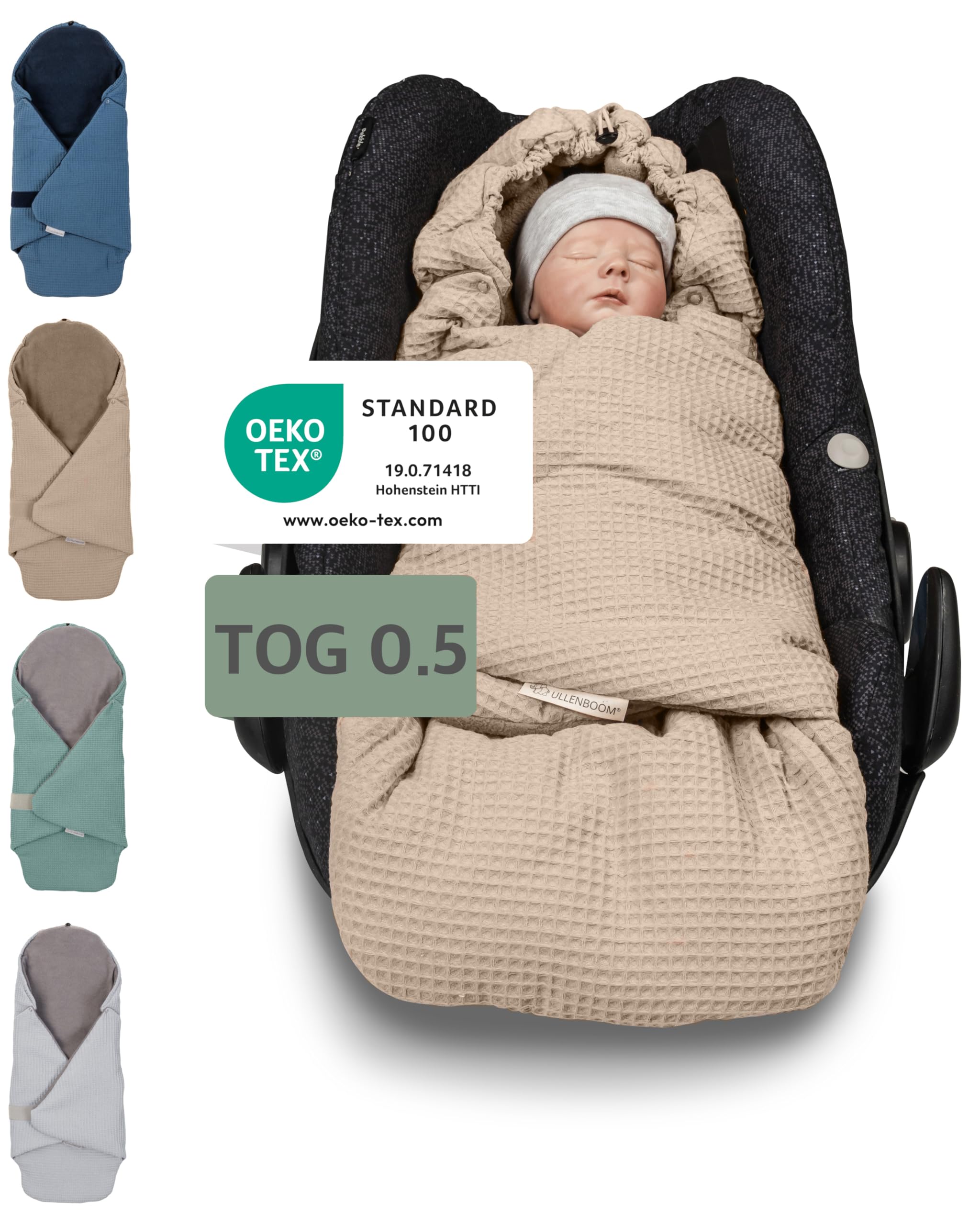 ULLENBOOM Einschlagdecke Babyschale Sommer Oeko-TEX Made in EU Leichte Babydecke für Kindersitz Kinderwagen Buggy 0-9 Monate 0,5 TOG