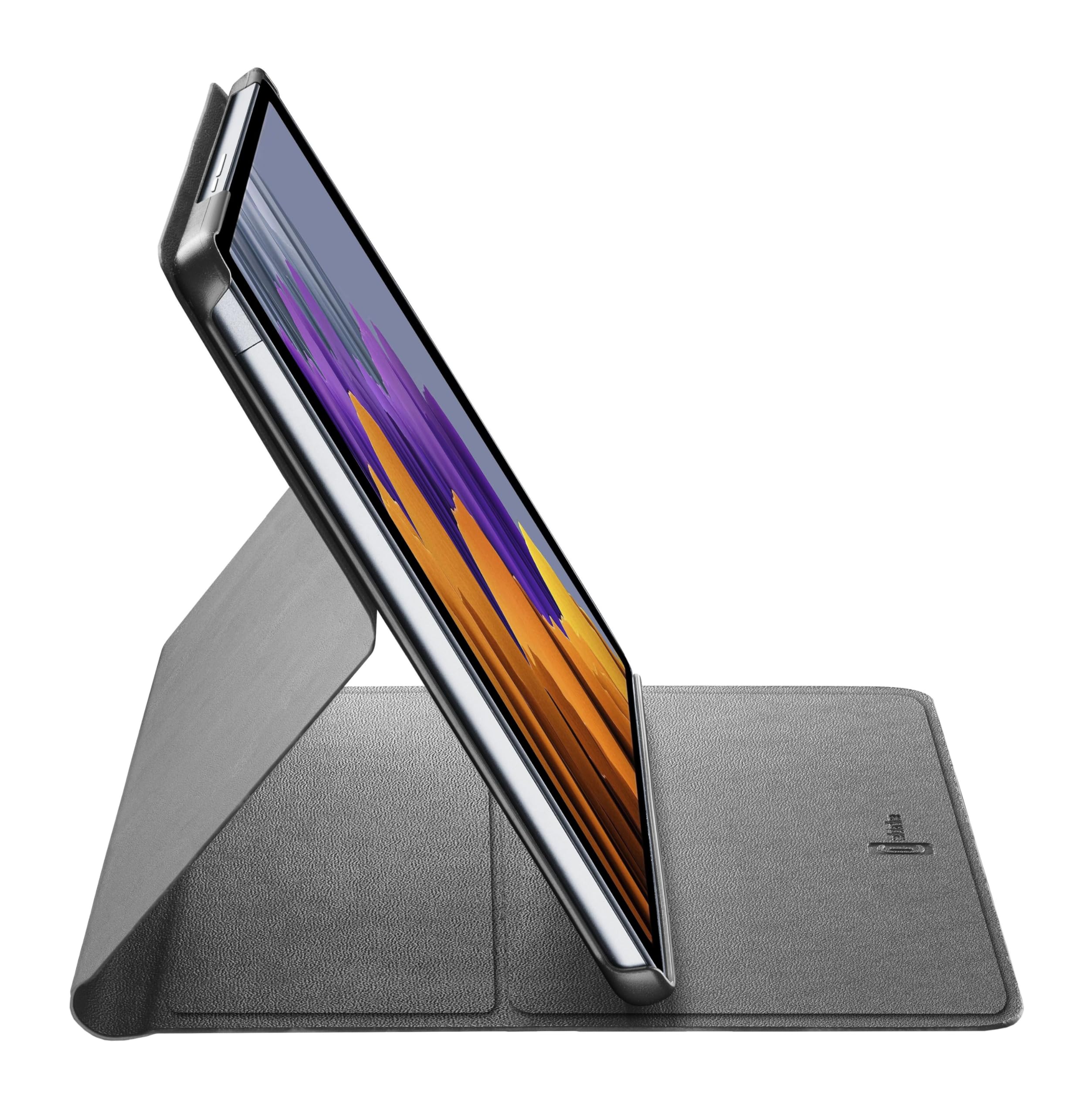 Cellularline Folio-Hülle für Galaxy Tab S9 FE mit Standfunktion (3 Neigungsstufen) in Lederoptik, Schwarz