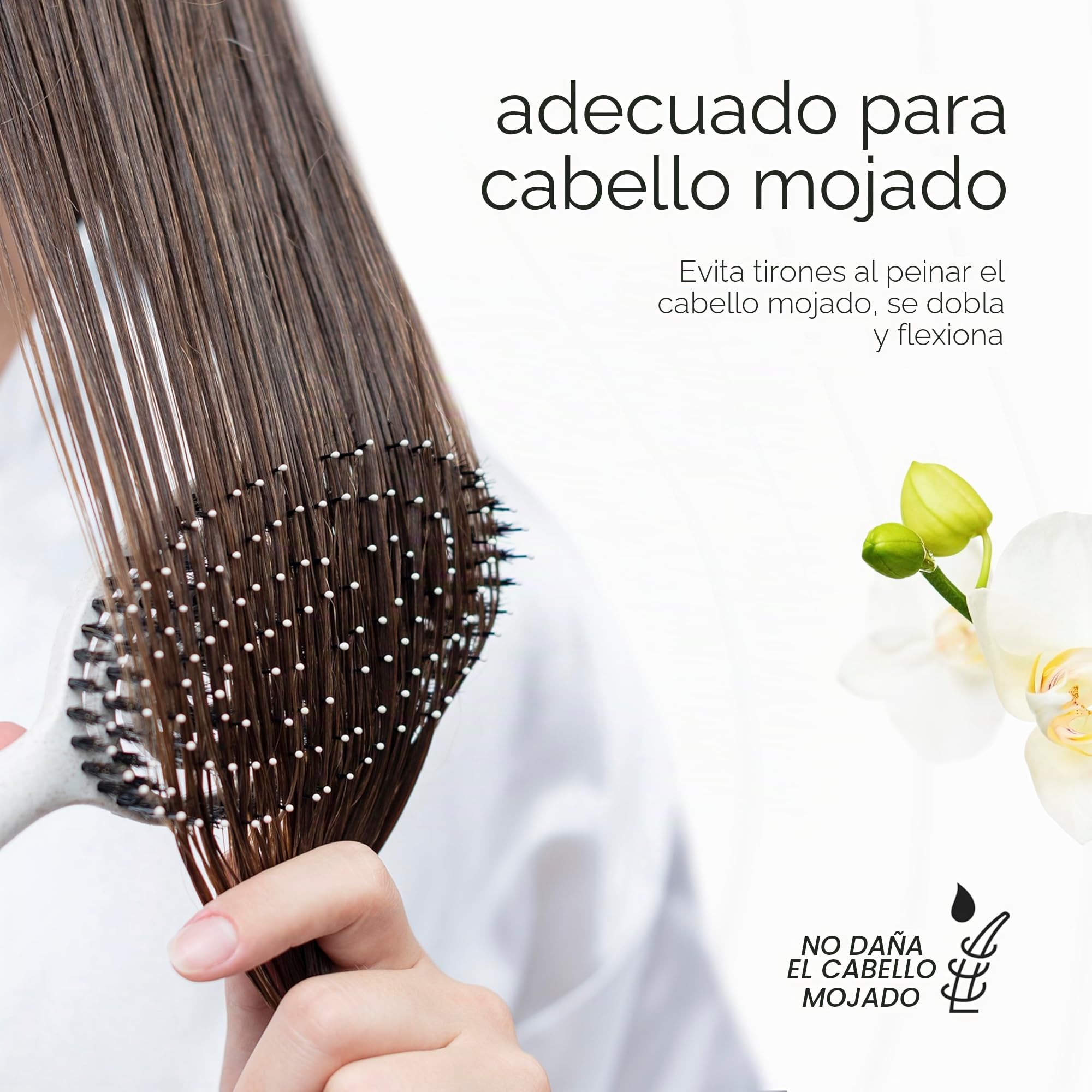 FABCARE Cepillo Cerdas Jabalí, Desenredante Sin Tirones, Peine Antitirones, Pelo Liso y Rizado, Alisador Antirotura Profesional, Ideal para Cuidado Capilar y Estilo Natural (Beige)