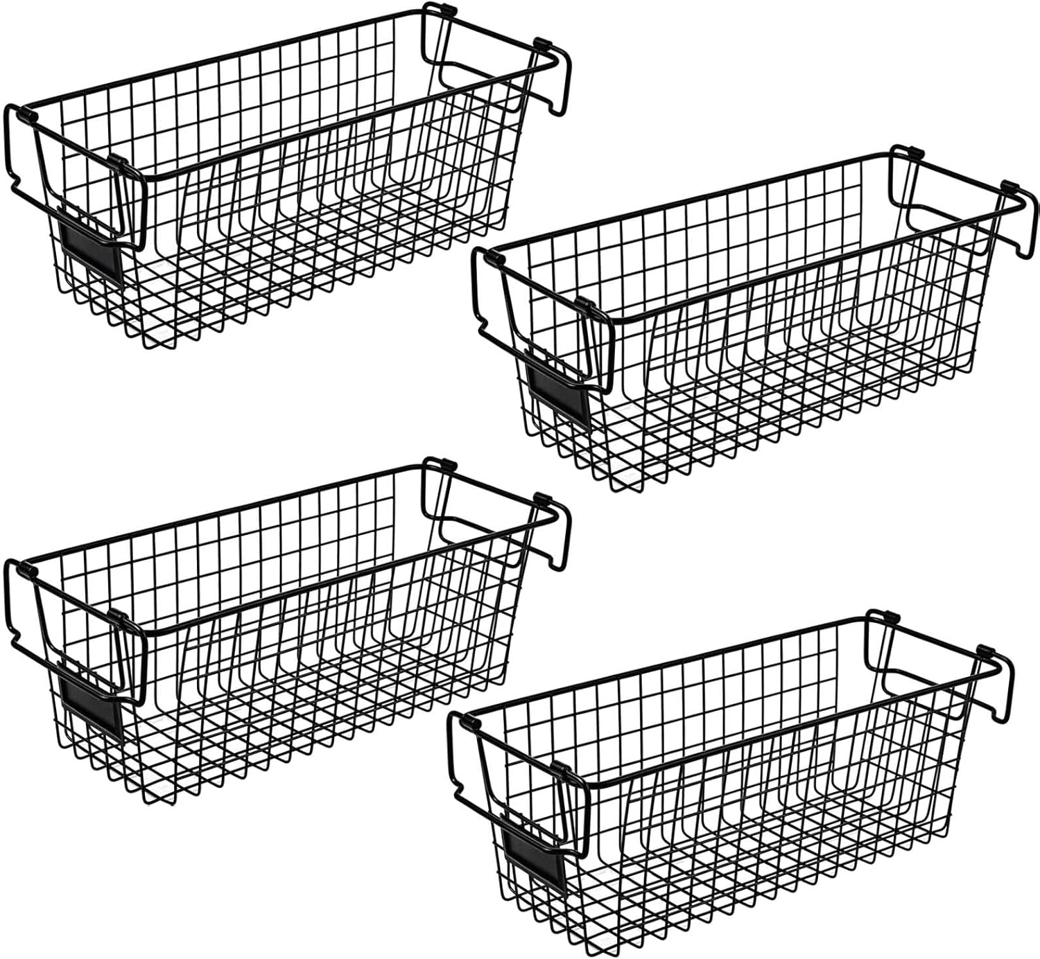Stackable Wire Baskets, Set of 4 Large Kitchen Storage Organizer Basket for Shelves,