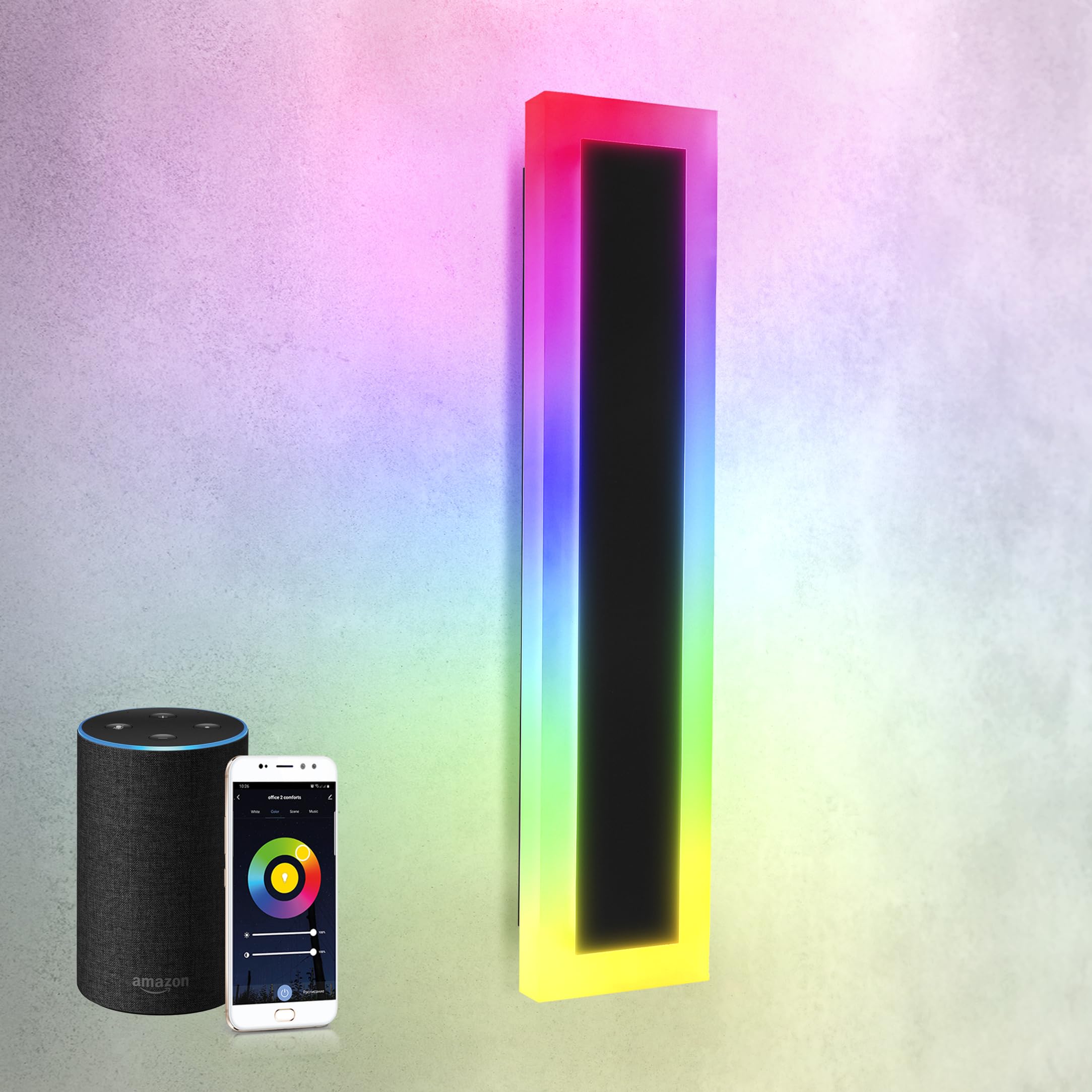 ASD LED 24 Inch Long Flush Mount Wall Light Fixture | 18W 1000LM RGB-2700K-6500K 100-277V | Smart, Multicolor, Waterproof, Wide Acrylic, ETL Listed | Linear Outdoor Sconce, Exterior Lighting | Black