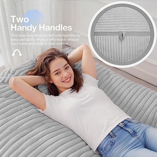 Miniatura 212 de HABUTWAY Puf gigante de 2 pies para adultos, con relleno de espuma viscoelástica, puf grande con funda de terciopelo holandés extraíble para sala de