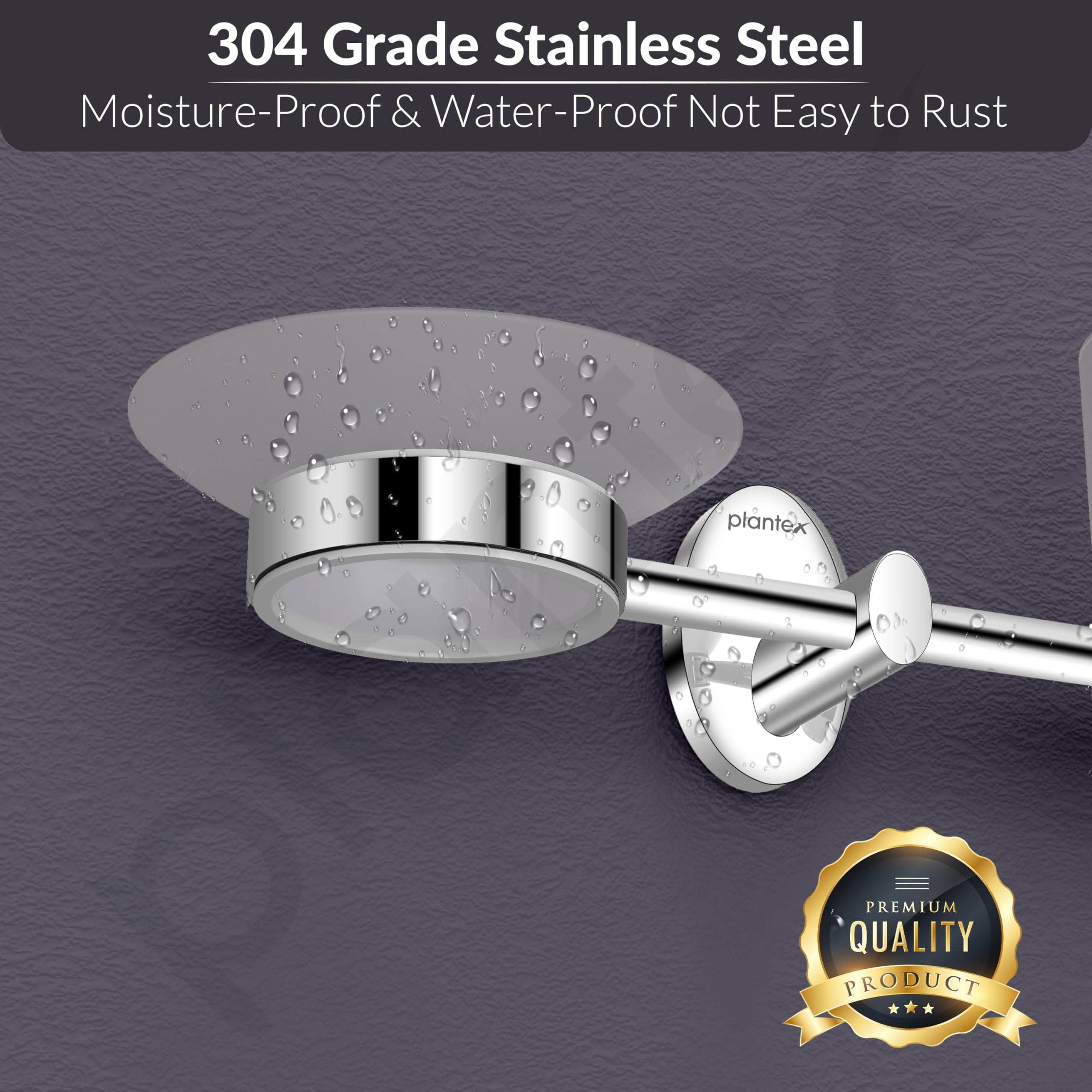 Plantex 304 Stainless Steel Oreva Silver 2 in 1 Soap and Brush Holder Stand/Wall Mounted Soap Holder/Bathroom Accessories - (Chrome) 2