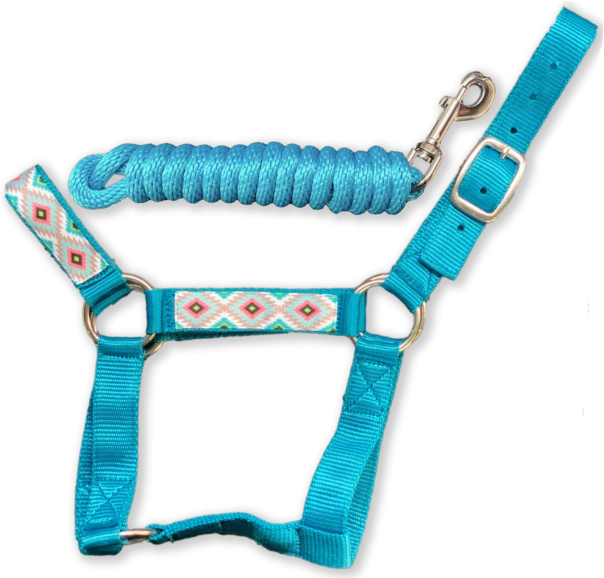 HalterUp Miniature Horse Halters and Lead Ropes (2 Item Bundle) Available in 10 Colors (Turquoise, Medium)