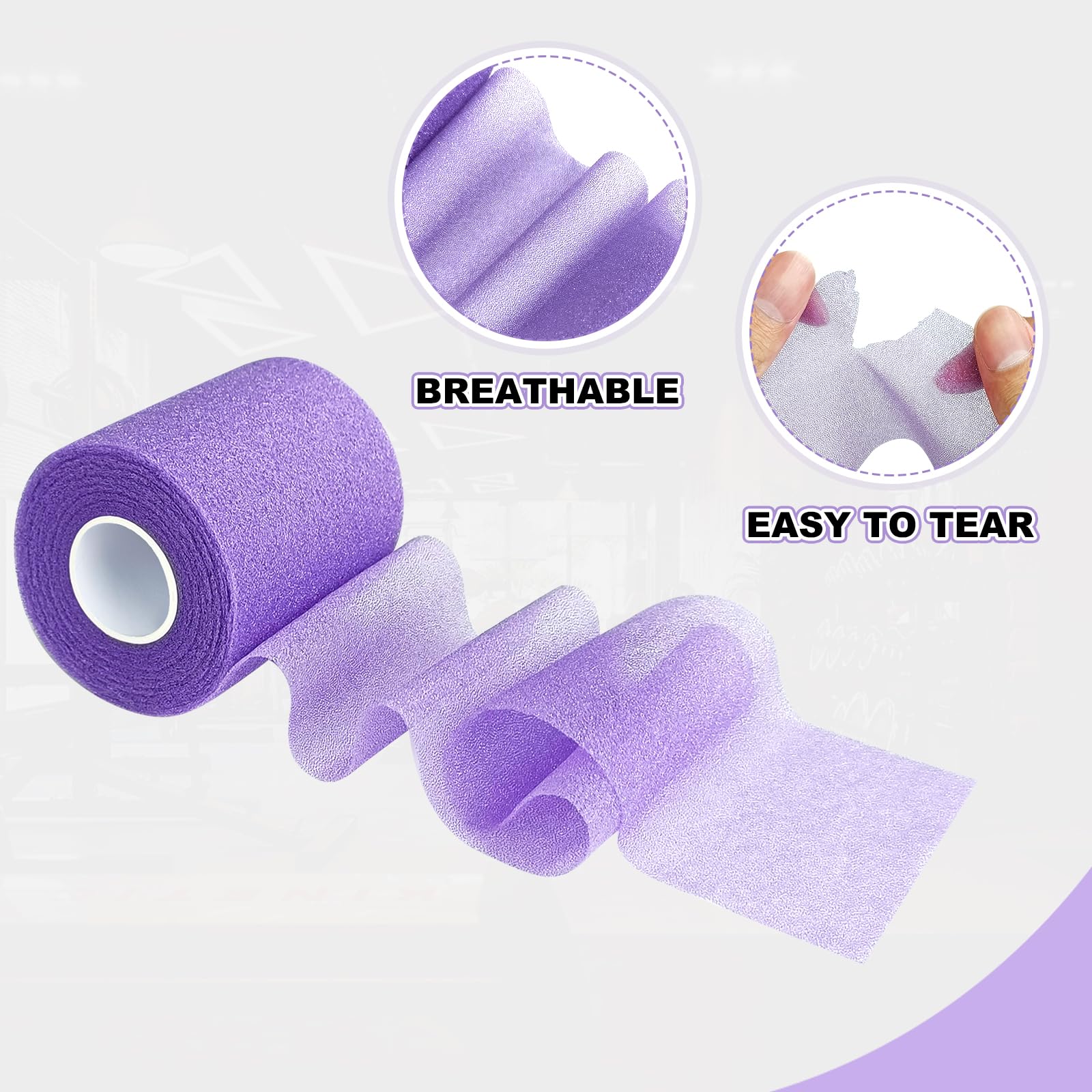 Cinta deportiva preenrollada, 6 rollos de diademas preenrolladas para fútbol de pelo, envoltura deportiva de espuma para tobillos, muñecas, manos, rodillas, codos, 2.75 pulgadas x 12 yardas