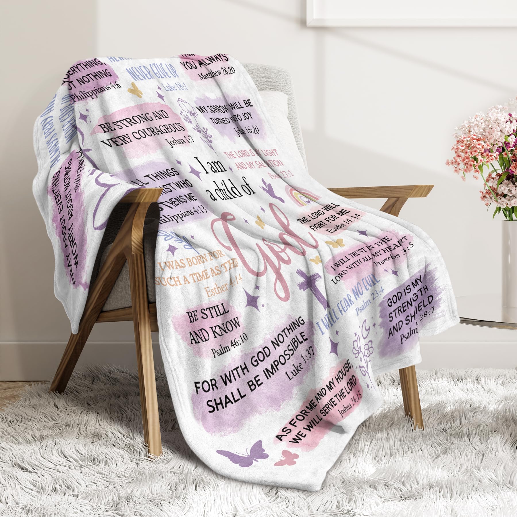 Baptism Gifts for Girl, I Am a Child of God Blanket, Teen Girl Gifts Trendy Stuff, Christian Birthday Gifts for Teen Girls, Women Confirmation & First Communion Gifts for Girls(50 * 60)