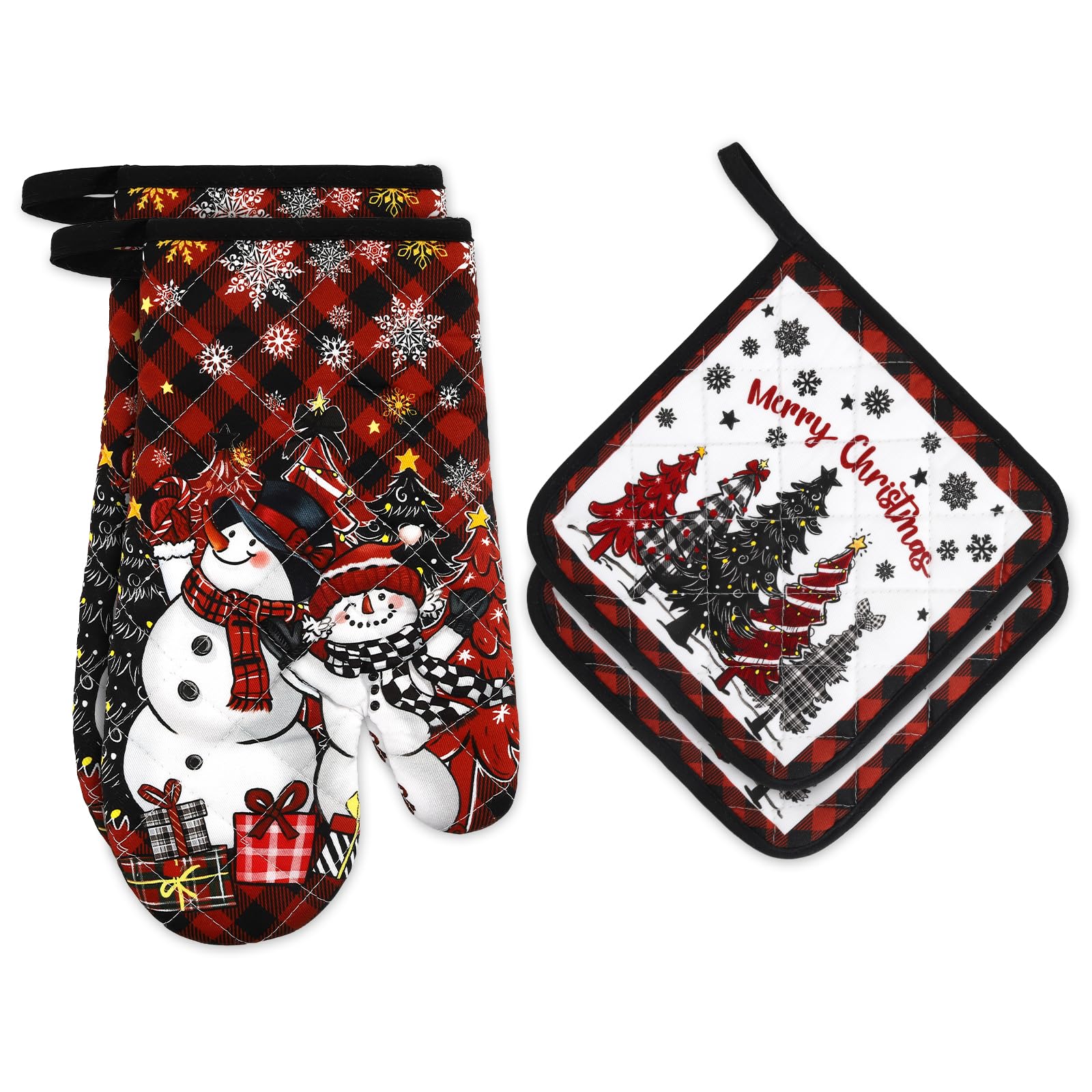 Arquiel Christmas Snowman Oven Mitts & Pot Holders Set, Cotton, 4pcs — image 1