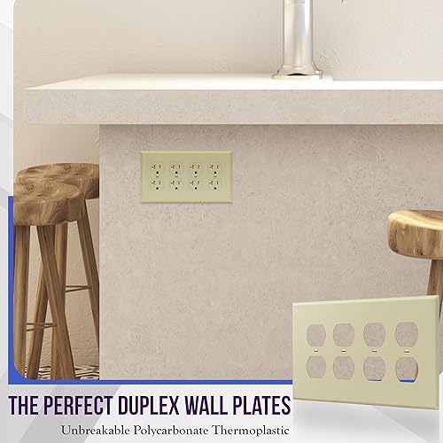 Miniatura 3 de ENERLITES Placa de pared dúplex cuádruple, cubierta de cuatro tomas de corriente, brillante, tamaño mediano de 4 segmentos 4.88 x 8.58 pulgadas,