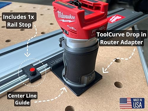 Miniatura 2 de ToolCurve Adaptador de riel de guía compatible con el enrutador Milwaukee, fabricado en Estados Unidos