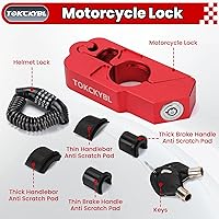 Vista 7 de Casco de Motocicleta, Bloqueo Antirrobo de Alta Resistencia, Bloqueo de Freno y Manillar, Universal para Motocicletas, ATVs, Dirt Bikes, Rojo