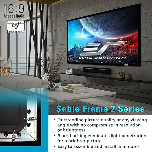 Miniatura 3 de Elite Screens Sable Frame - Pantalla de proyector de marco fijo de 138 pulgadas, montaje en pared, 8K4K UHD, certificado ISF CineWhite, para cine en