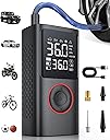 Tire Inflator Portable Air Compressor, 150 PSI Cordless Bike Pump, Air Pump for Auto, Motorcycle, Bicycle, Balls with Pressure Gauge, LED Light & Car Accessories, Black, Standard Capacity
