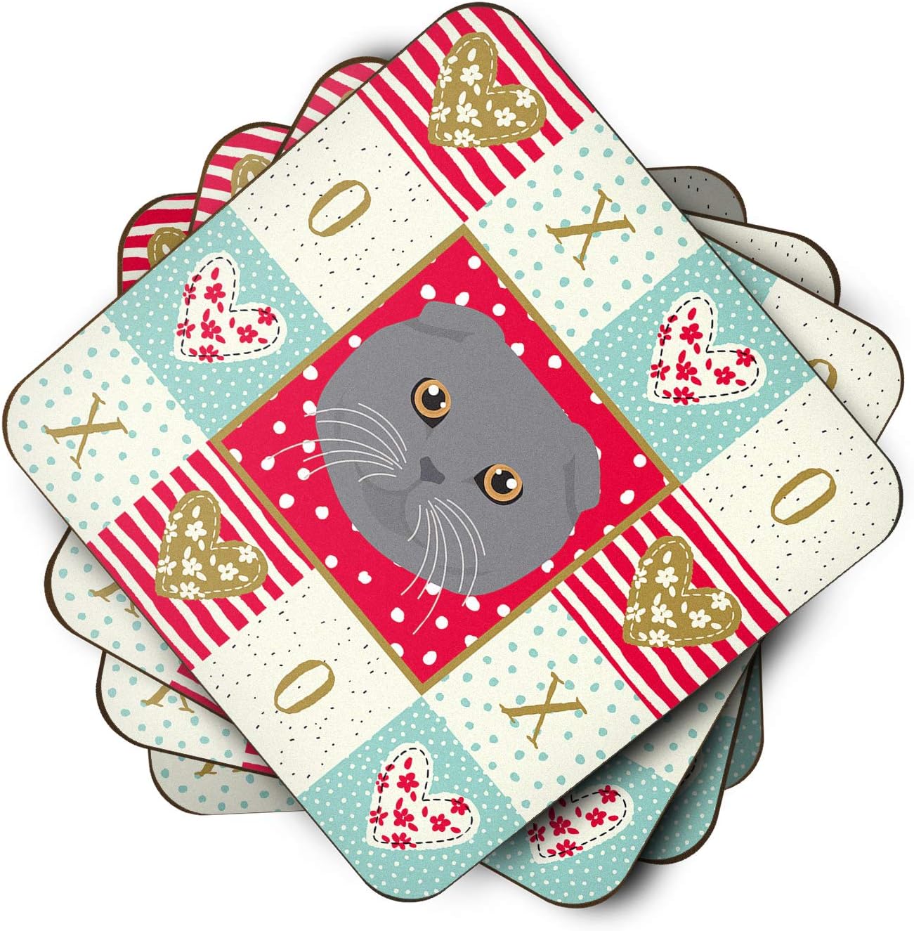 Caroline's Treasures CK5158FC Scottish Fold Cat Love Foam Coaster Set of 4 image 2