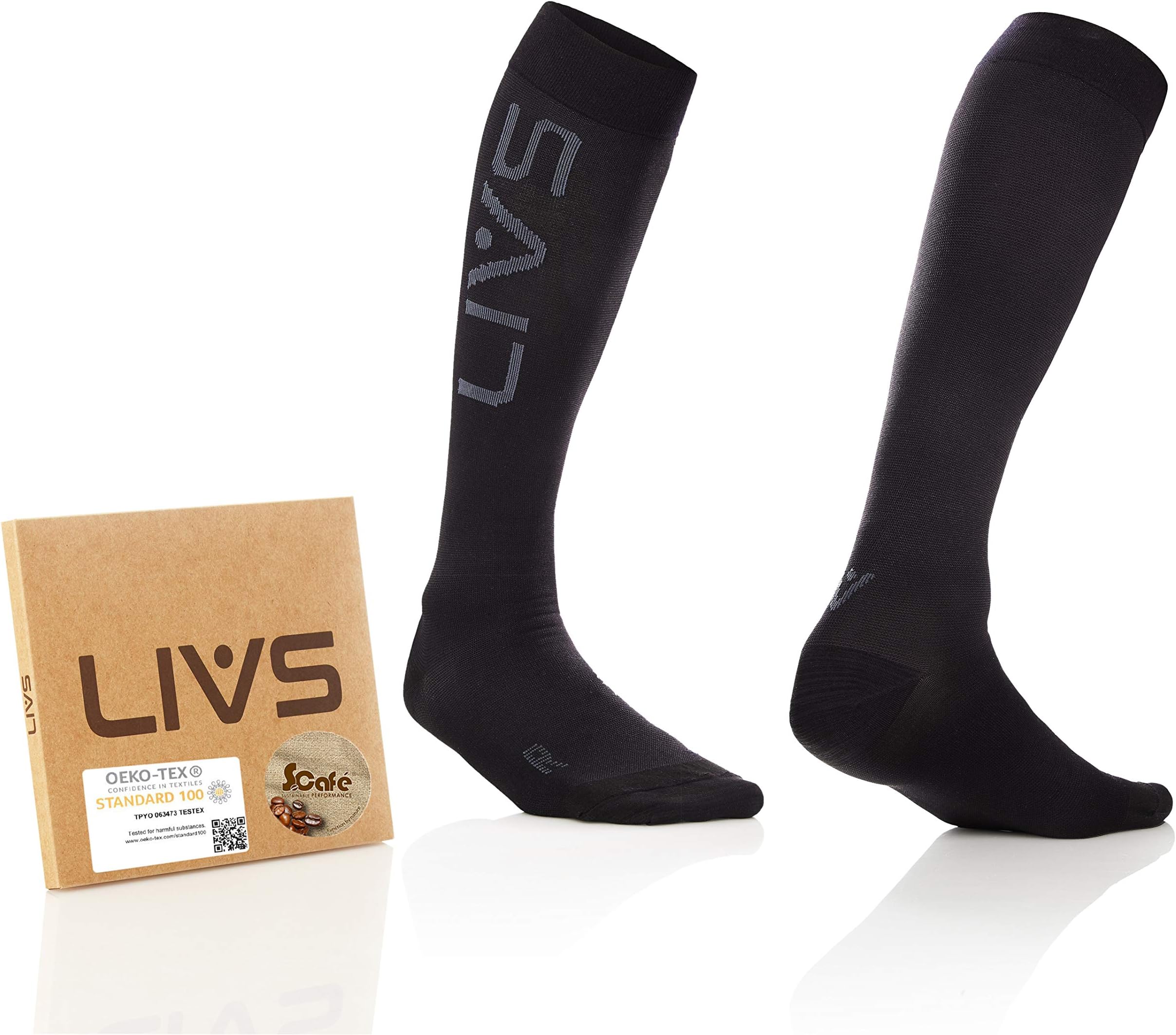 Compression Socks, Black, Odor Resistant, for Men & Women, Shin Splints, Running, Sport, Long Flights, Travel, Leg Pain, Nurses & Pregnancy, Boost Blood Leg Circulation