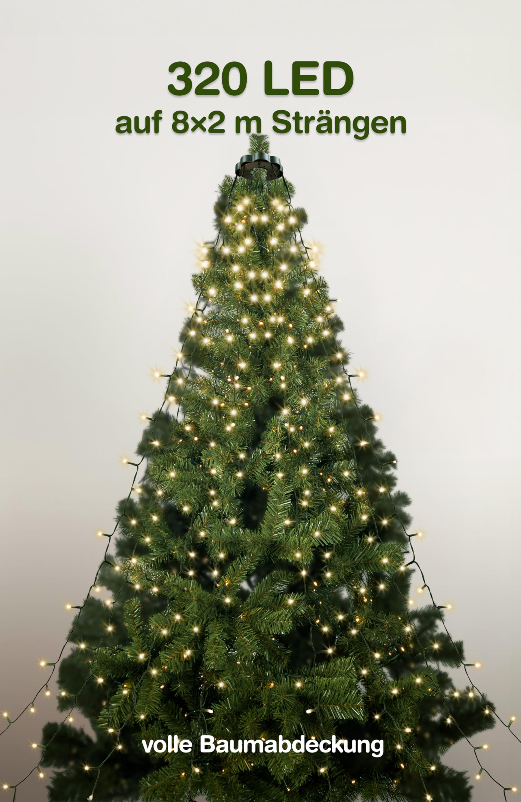 Menz Künstlicher Weihnachtsbaum 180 cm LED 2-in-1 Set, Tannenbaum Künstlich mit Lichterkette, Dichte PVC-Zweige, Stabiler Christbaum-Ständer, Einfach zu Montieren und Lagern