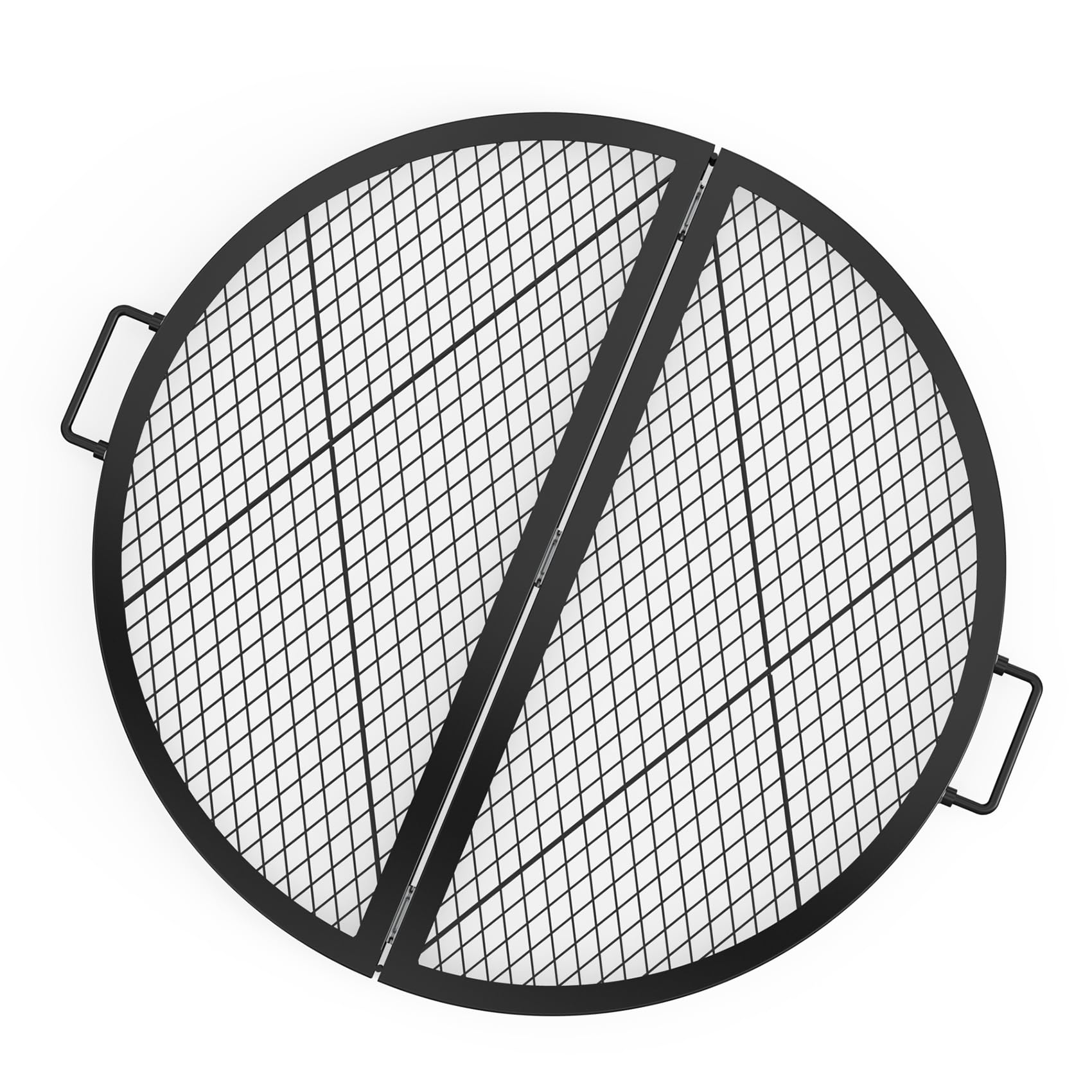 stanbroil x-marks fire pit cooking grate, foldable round grill grate with handles, 30 inch portable outdoor campfire bbq grill, black