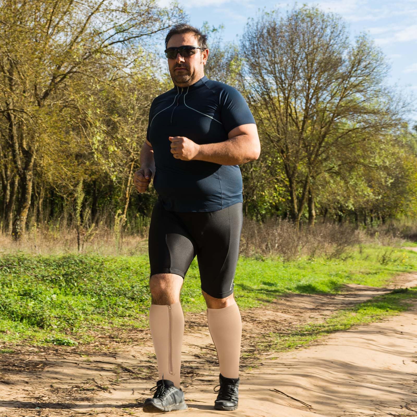 PUTUO Medias de Compresion Talla Grande: Calcetines de Compresión con Cremallera Punta Abierta para Hombre y Mujer 1par