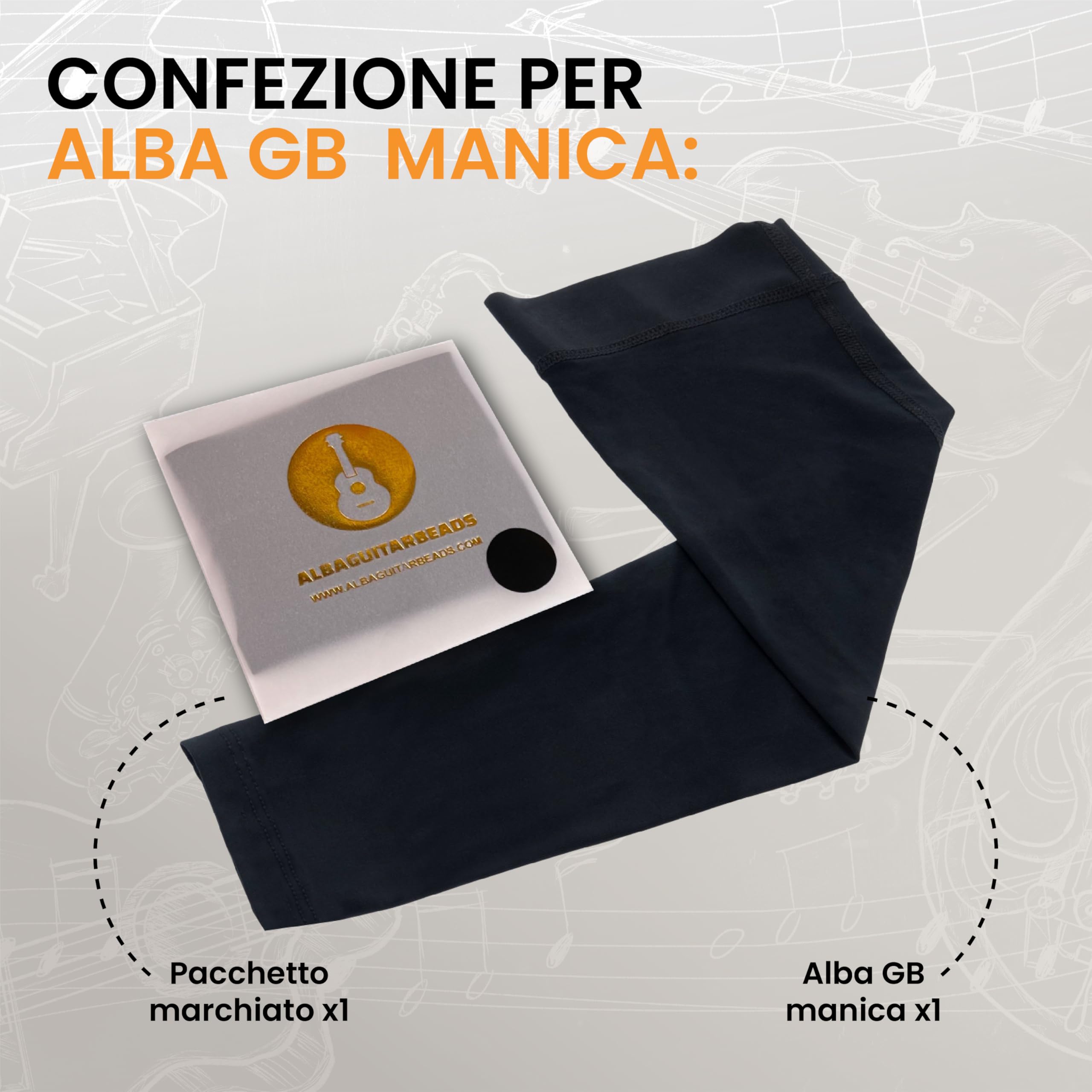 Manica da Braccio Nera per chitarristi, Manica da Braccio per Chitarra Classica, Chitarra elettrica, Chitarra Acustica, chitarristi Classici e chitarristi Flamenco Taglia piccola/media