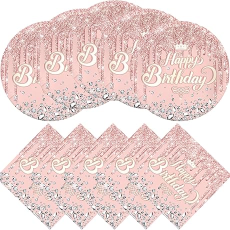 Pink Rose Goldr Birthday Party Supplies
