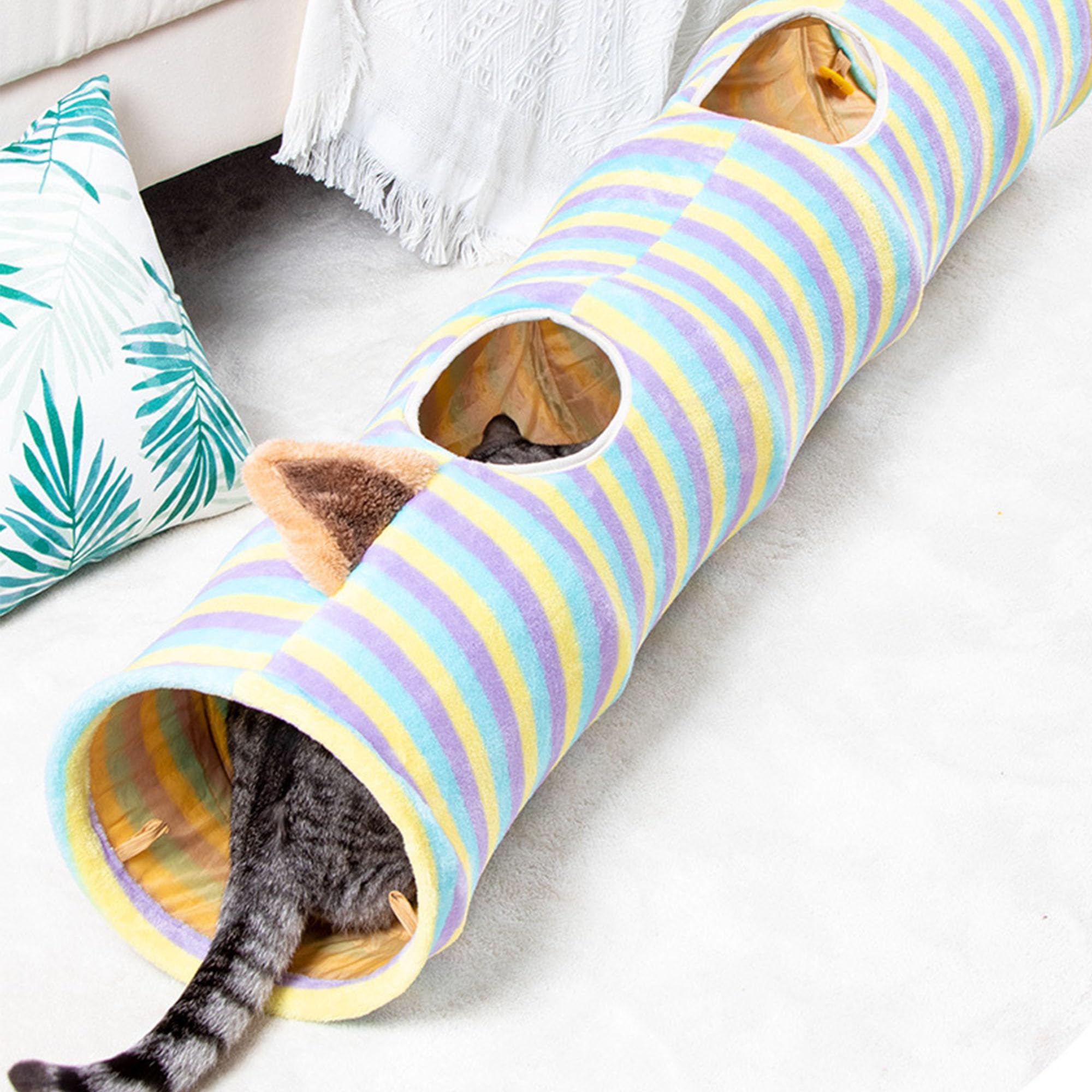 Túnel de Juguete para Gatos, Viene con Papel Sonajero, Apto para Cachorros y Conejos, Uso en Interior y Exterior (120cm)