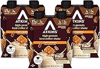 Atkins Café Caramel Iced Coffee Protein Shake: 15g Protein, 3g Net Carbs, Keto Friendly, Gluten Free, 12 Pack Ready-to-Drink
