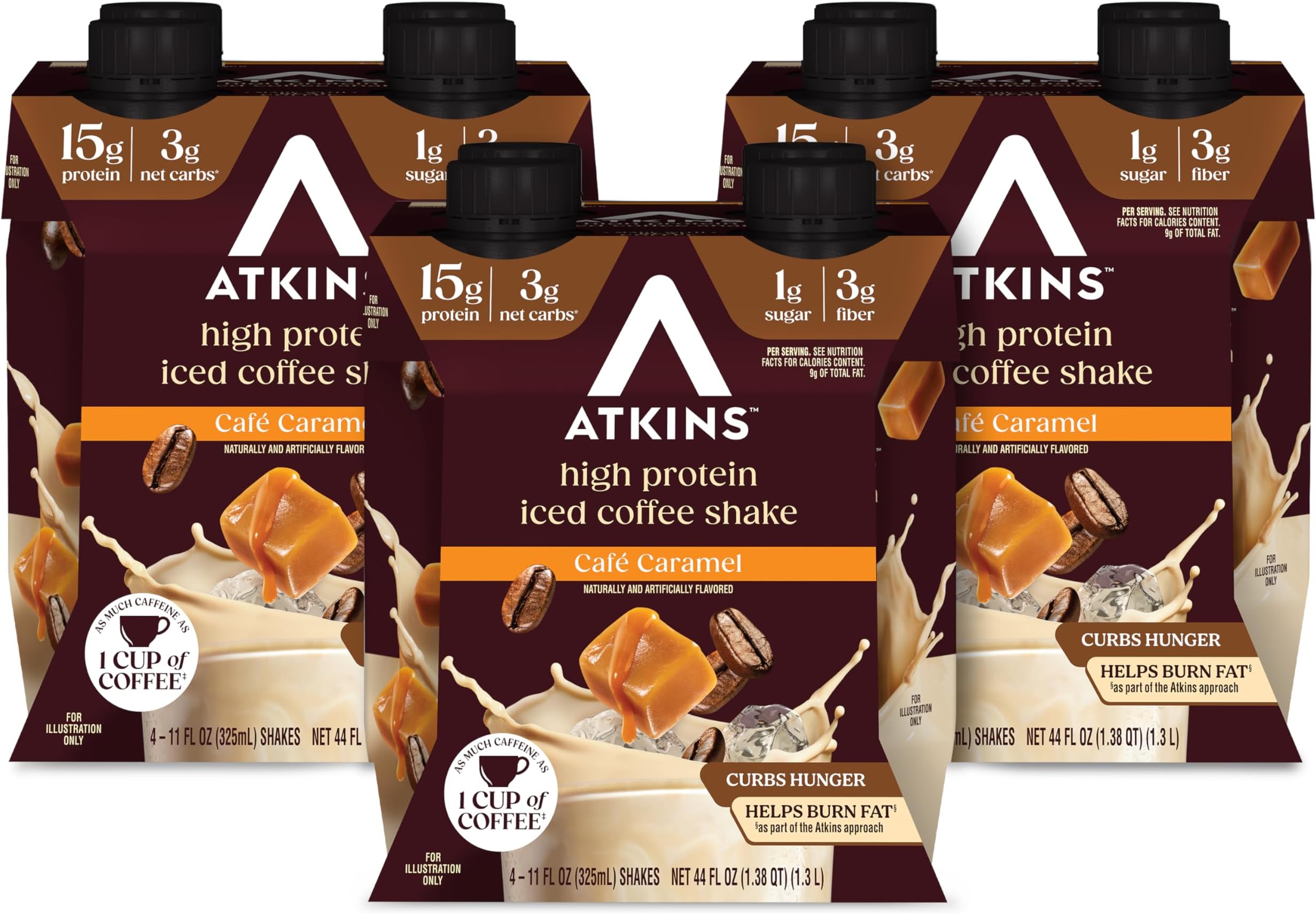 Café Caramel Iced Coffee Flavored Protein Shake, High Protein Shake, Low Glycemic, Low Carb and Low Sugar, Keto Friendly, Gluten Free, 12 Count