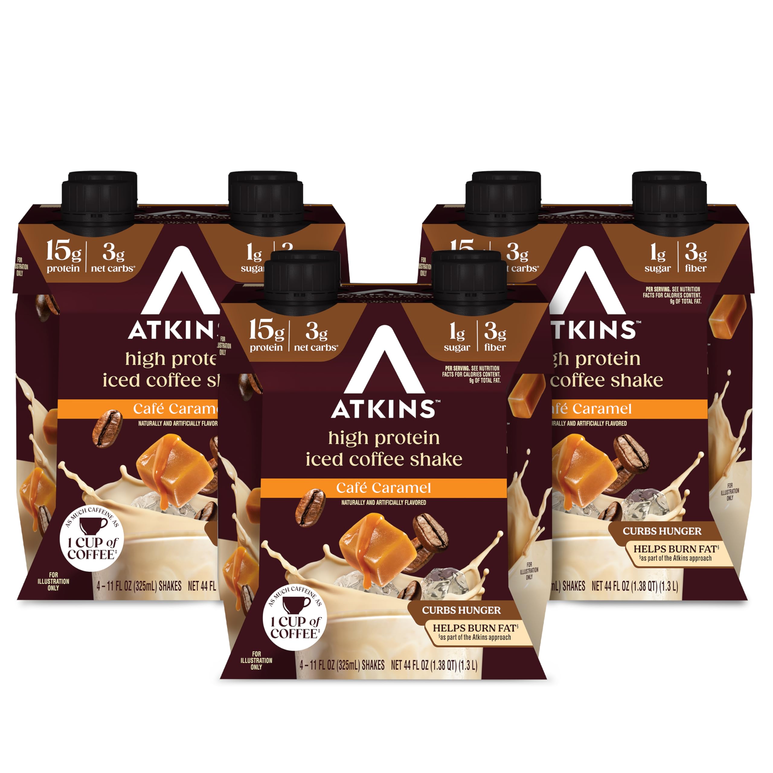 ICED Coffee Protein Shake Cafe Caramel, Pack of 4 - (4 X 325 ml)