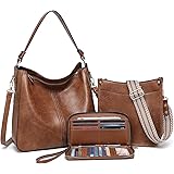 BAVERGE Purses for Women 3PCS, Crossbody Bags Set Large Leather Purse Shoulder Handbags with Wallet Adjustable Straps for Ladies Tote