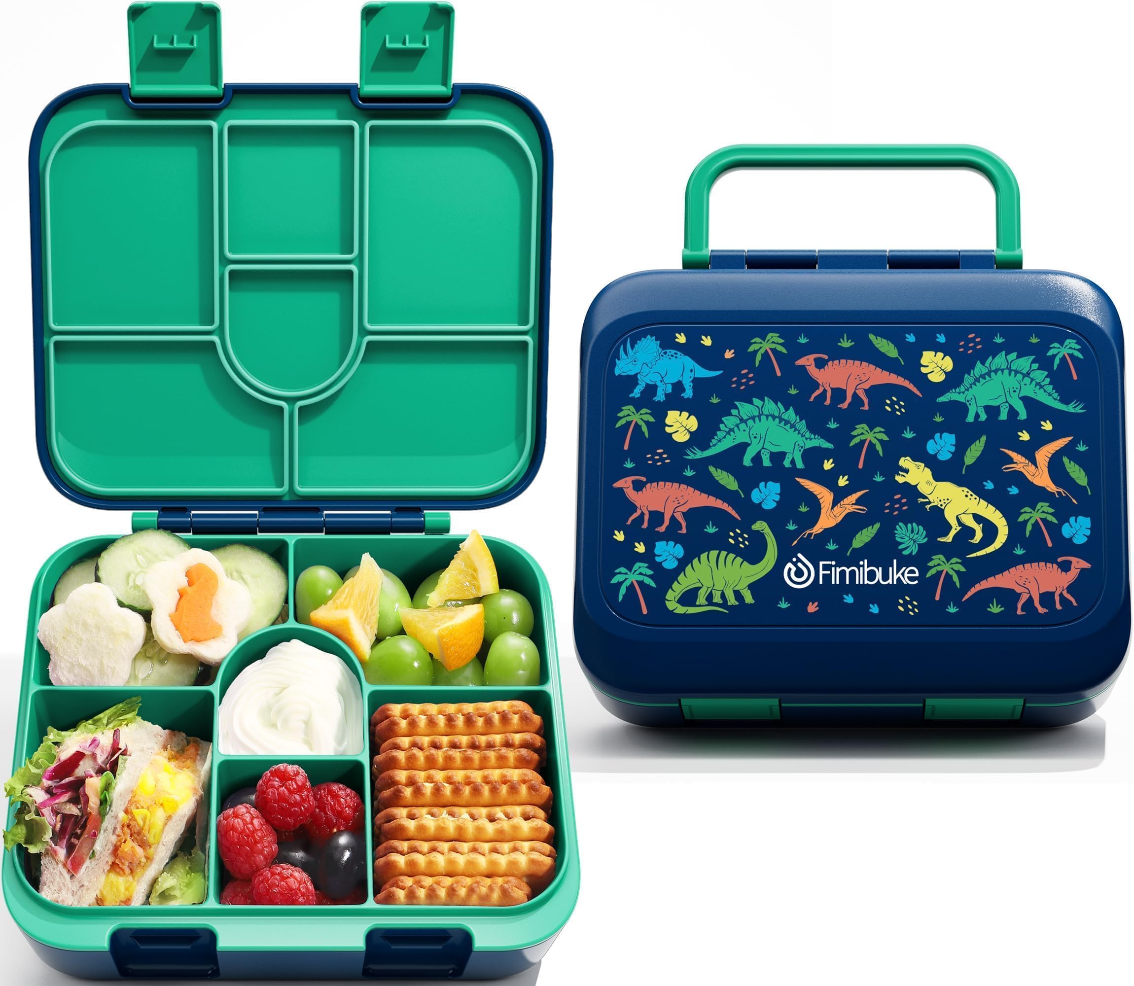 Fimibuke Bento Snack Containers, 32OZ Bento Box for Kids Toddler Lunch Box for Daycare, 6-Compartment Leak-Proof Lunchable Food Container for School Sports Travel, BPA-Free, Microwave, Dishwasher Safe