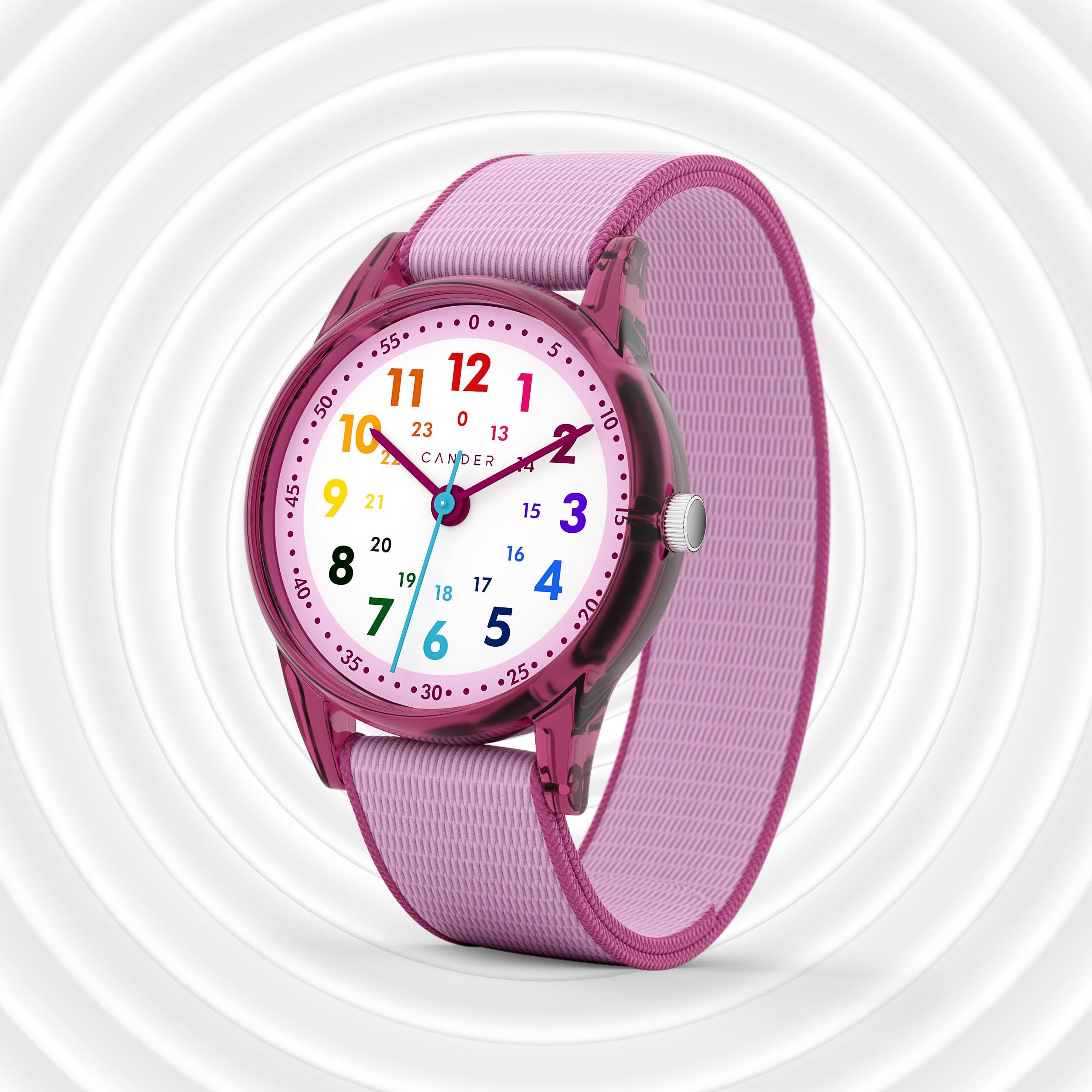 Cander Berlin MNA 0130 F - Reloj de pulsera infantil con velcro, resistente al agua, 3 ATM, analógico, color rosa