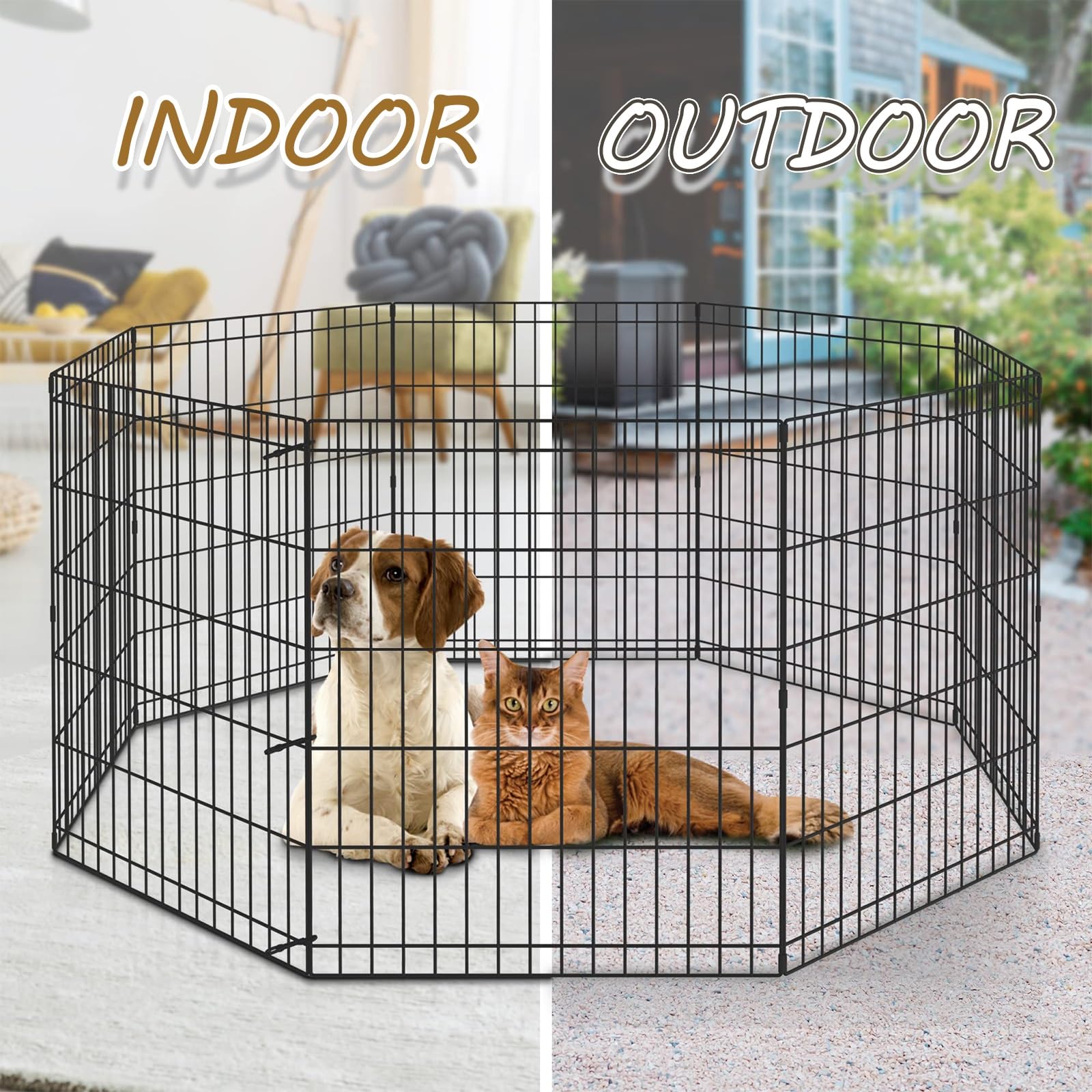 Recinto Recinzione Per Cani Recinto Per Cuccioli Recinto Per Cani Pieghevole Recinto Per Animali In Metallo Recinzione Per Cuccioli Con Porta Recinto Per Cani In Metallo(6-piece pack,60*60cm)