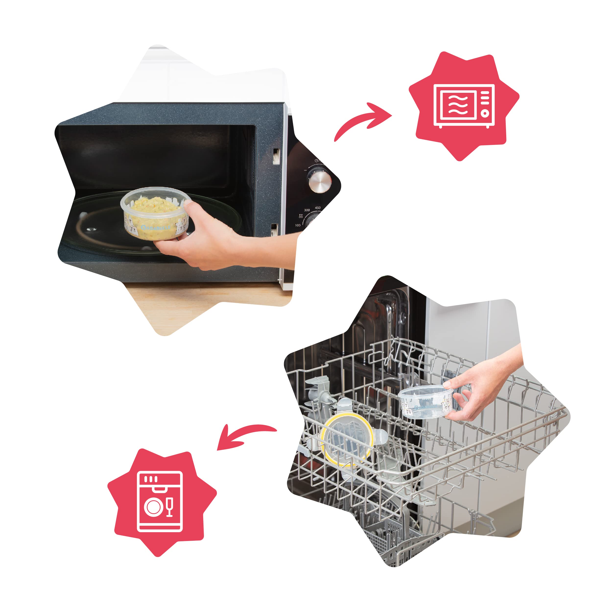 Badabulle MaxiBox 3 x 300 ml - hermetically Closing Storage Container for Baby Porridge, transparent, 3x300ml Bär - Image 4