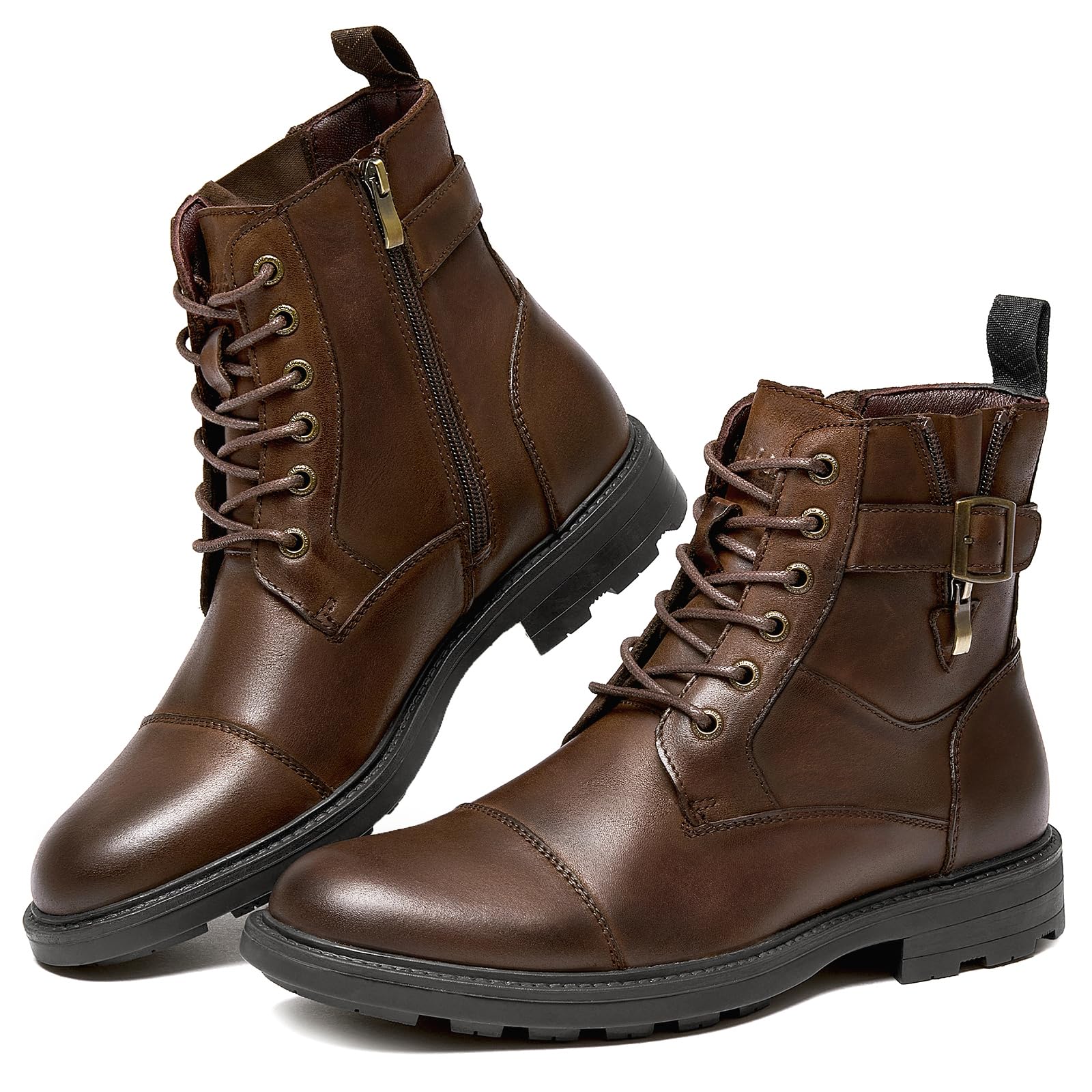 Men's Dress Boots Genuine Leather Motorcycle Combat Boots
