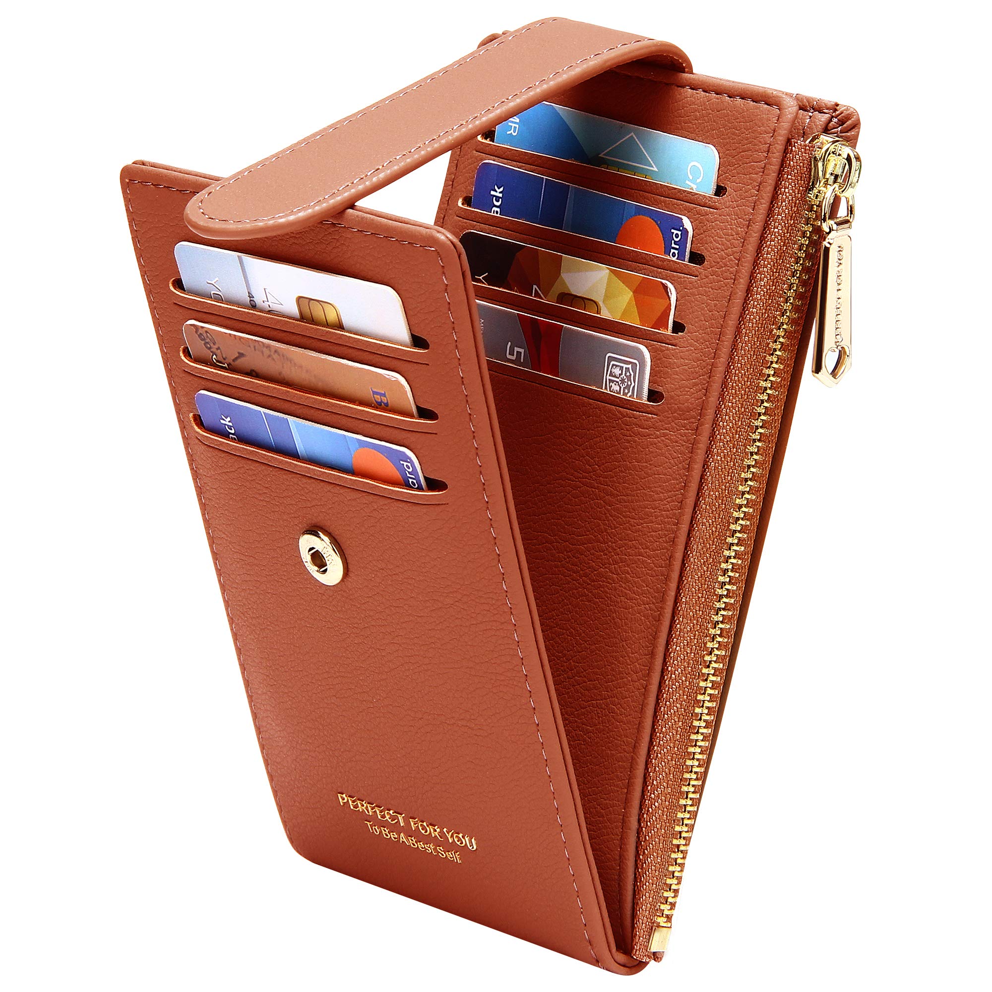 Badiya Card Holder Wallet for Women RFlD Slim Wallets Bifold Multi Card Case Coin Purse