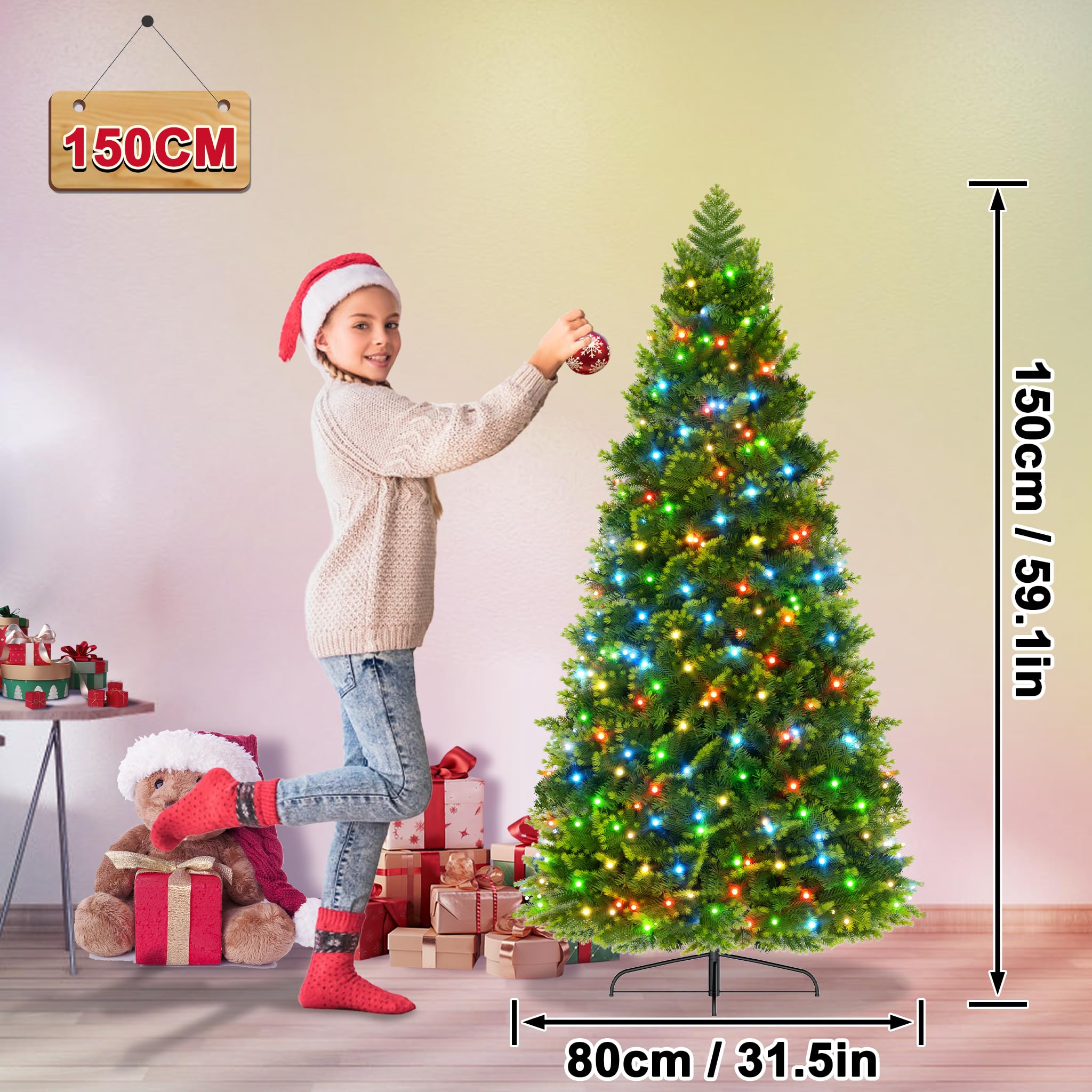 Mini Kerstboom met LED Verlichting en Sneeuw - Kunstkerstboom 70cm - Zilverspar