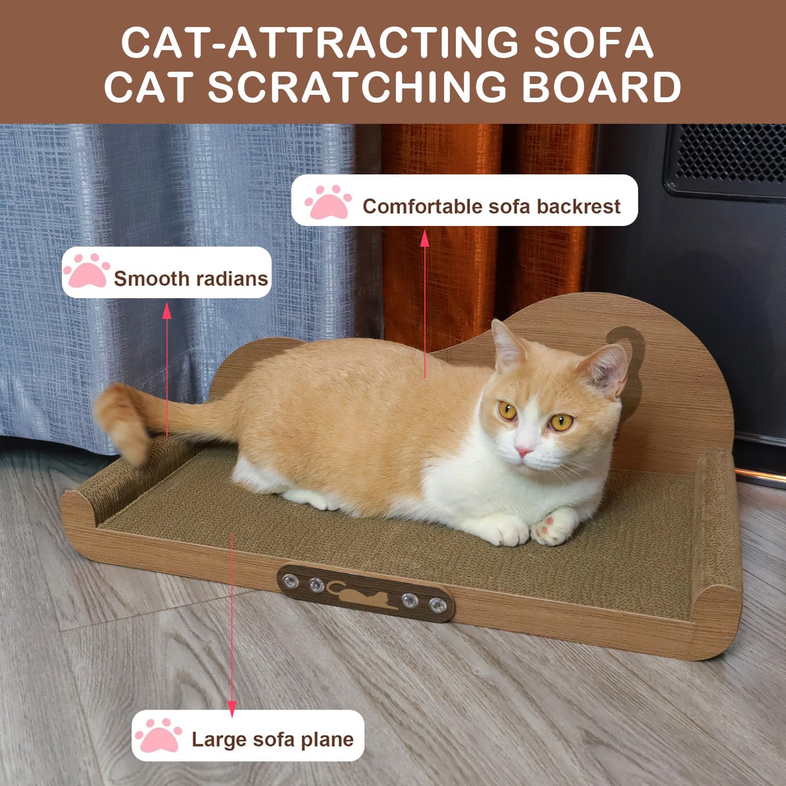 Asou Cat Scratcher Couch Cat Scratching Bed Large Cat Scratcher Bed Cat Lounge Bed Scratching Pad for Indoor Cats