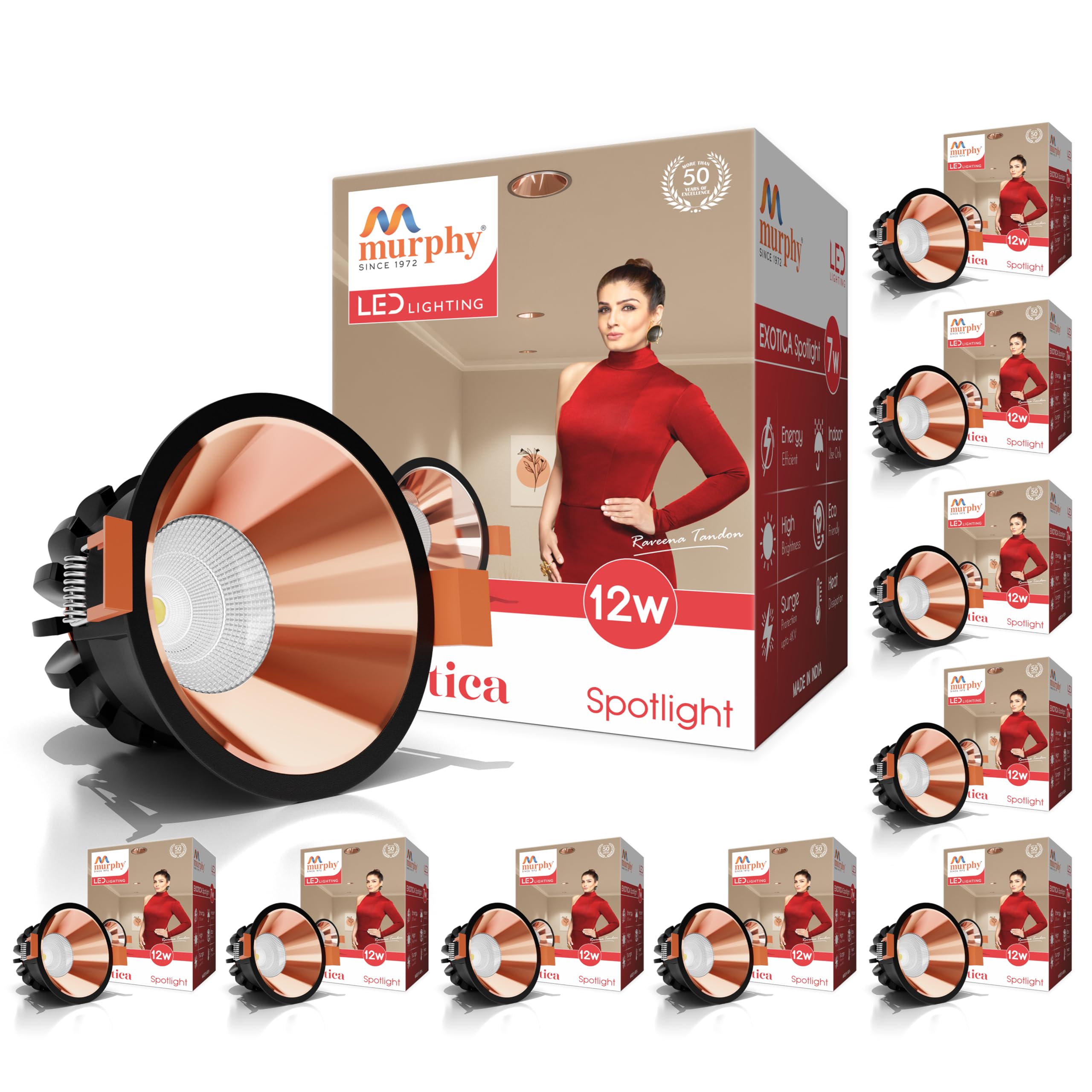 Murphy 12W Black Body Rose Gold Finish COB Spot Down Light : Warm White, Pack of 10-image-14