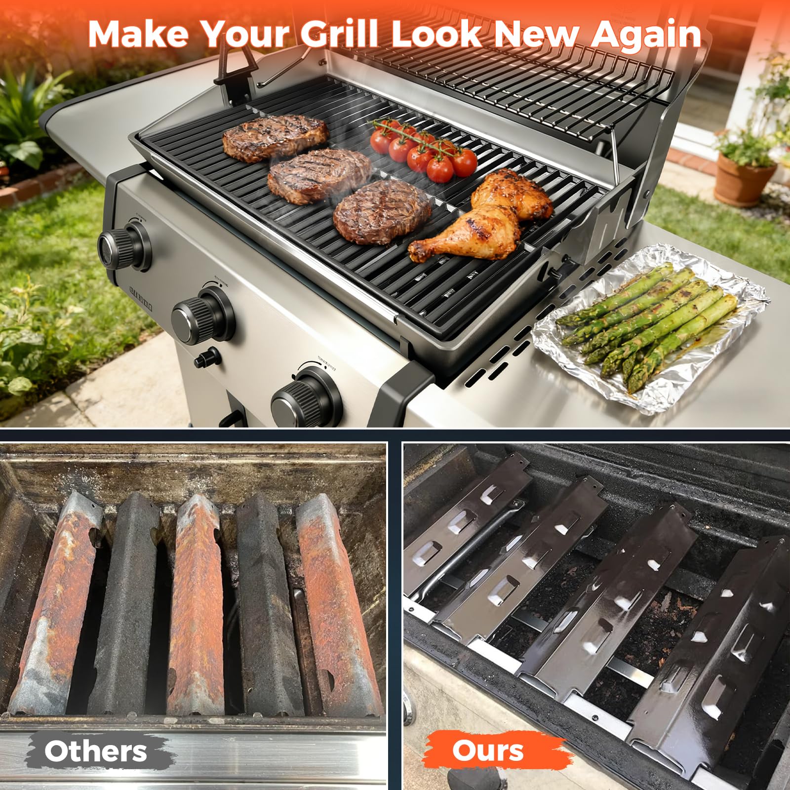 Uniwersalna płyta grzewcza części zamienne do Barbecook Siesta/Vanilla/Brahma, Charbroil, Proficook, Tarrington House, akcesoria do grilla gazowego, akcesoria do grilla gazowego, osłona palnika
