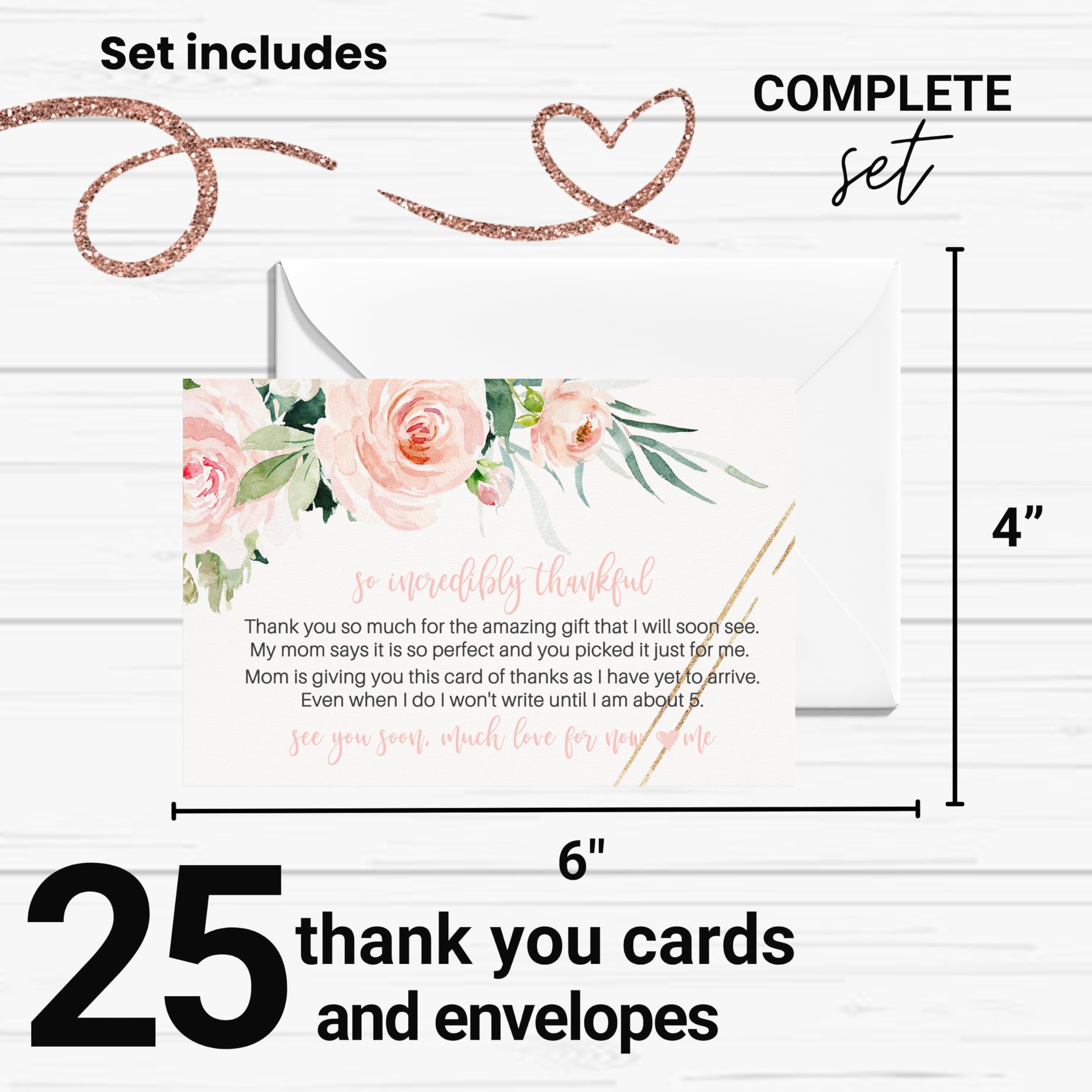 Paper Clever Party Bow Tie Baby Shower Thank You Cards And Envelopes (15 Pack) Boys Notecards With Message From Newborn - Navy And Grey Stationery Set 4x6 - View #13