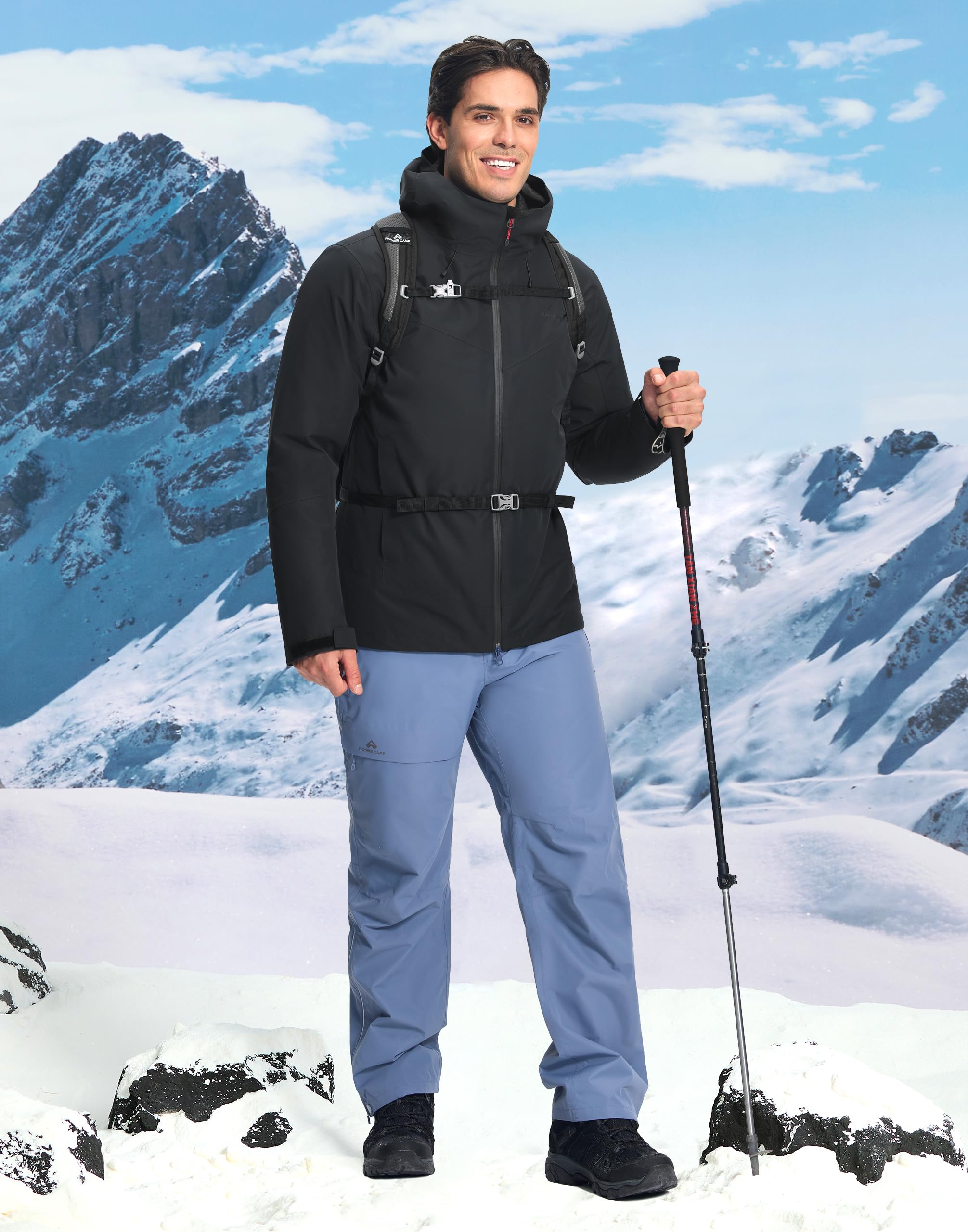 Pioneer Camp Chaqueta impermeable 3 en 1 hombre con forro plumón gorro ajustable