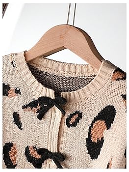 Amazon.com: BEAUDRM Girl's Cheetah Cardigan Sweater Bow Crop