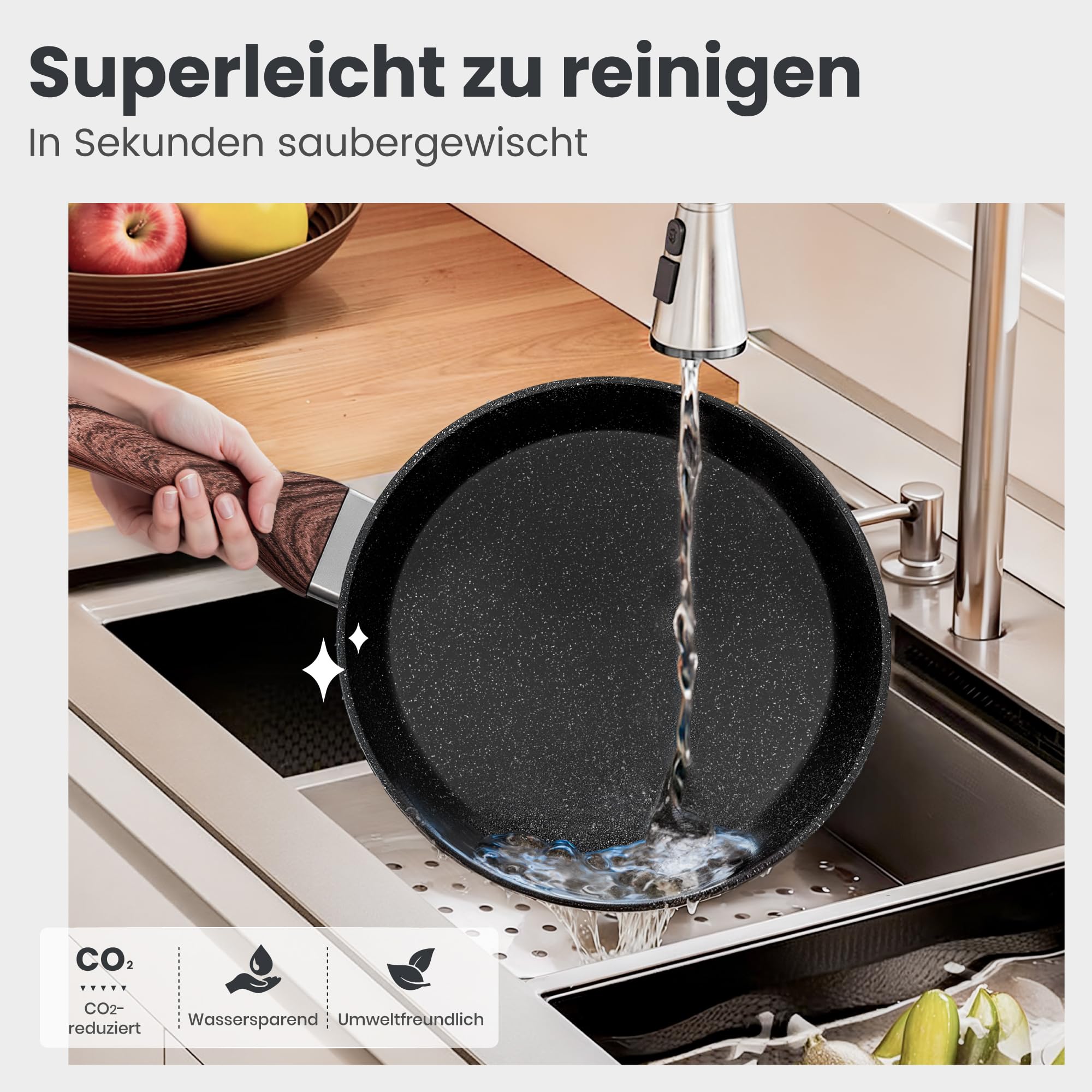 DishDelight Topf und Pfannenset 15-teilige Antihaftbeschichtung Töpfe und Pfannen für Induktion alle Herdarten Geeignet Bratpfanne mit Deckel