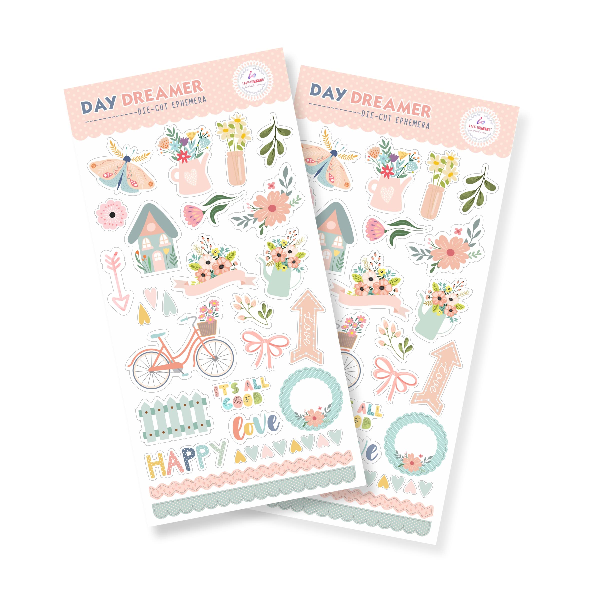 Infistyle Elements Tag Sheet Day Dreamer Scrapbook Die Cut Elements Sheet Elements Embellishment Tags Day Dreamer Theme Elements Perfect for DIY Cardstock 300 GSM Sheets 6x12 inches