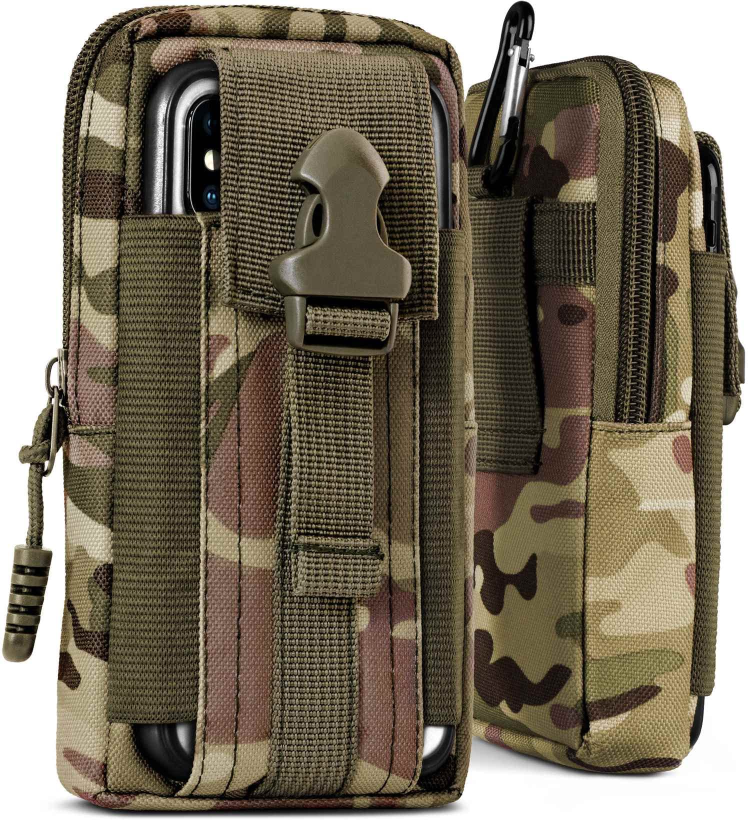 ONEFLOW Custodia Di Sopravvivenza Per Sony Xperia 10V, In Nylon Oxford, Con Moschettone E Passante Per Cintura, Protezione Antiurto 360°, EDC, Nero