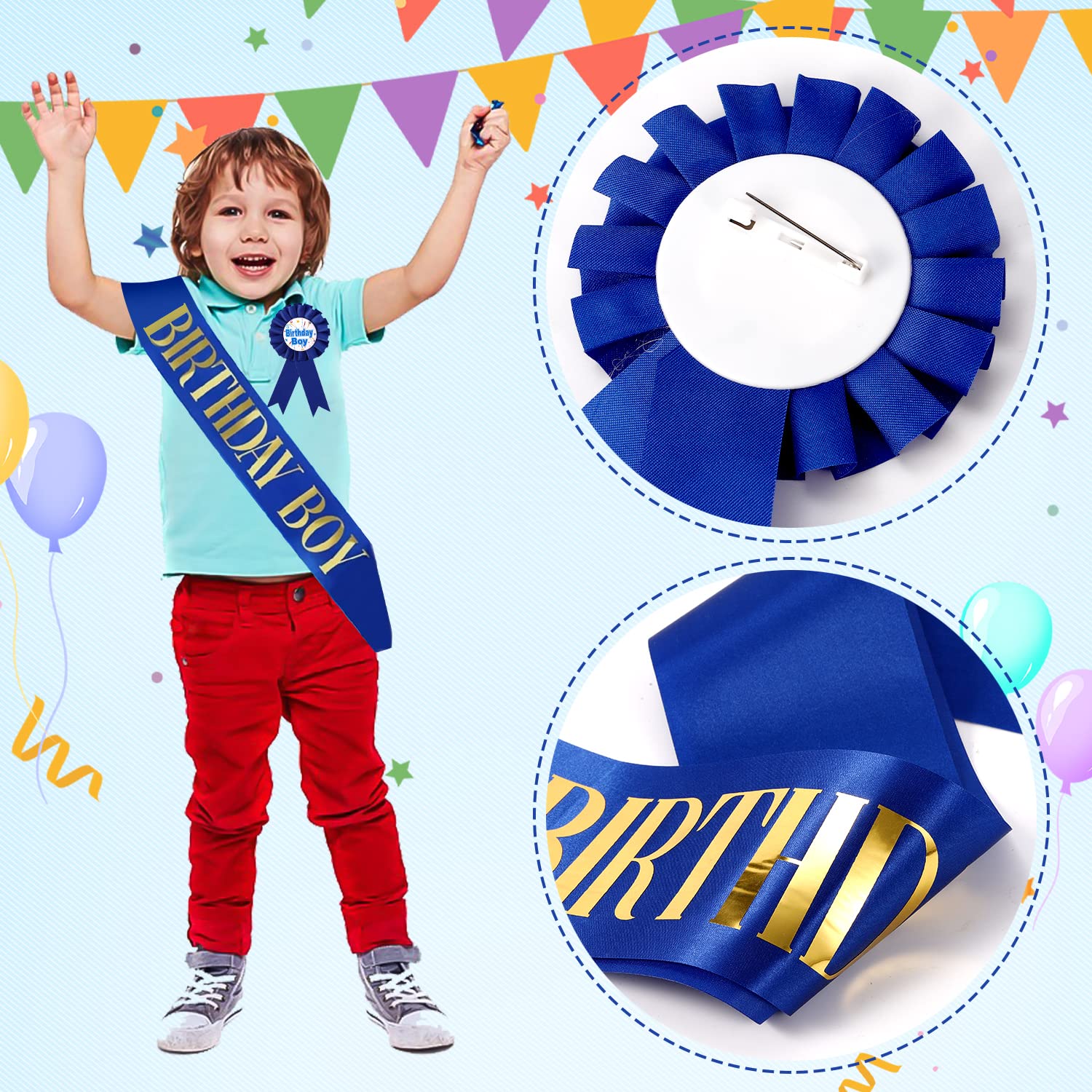 Fascia E Corona Da Re Per Compleanno Uomo - Set Accessori Principe Con Decorazioni Oro E Blu